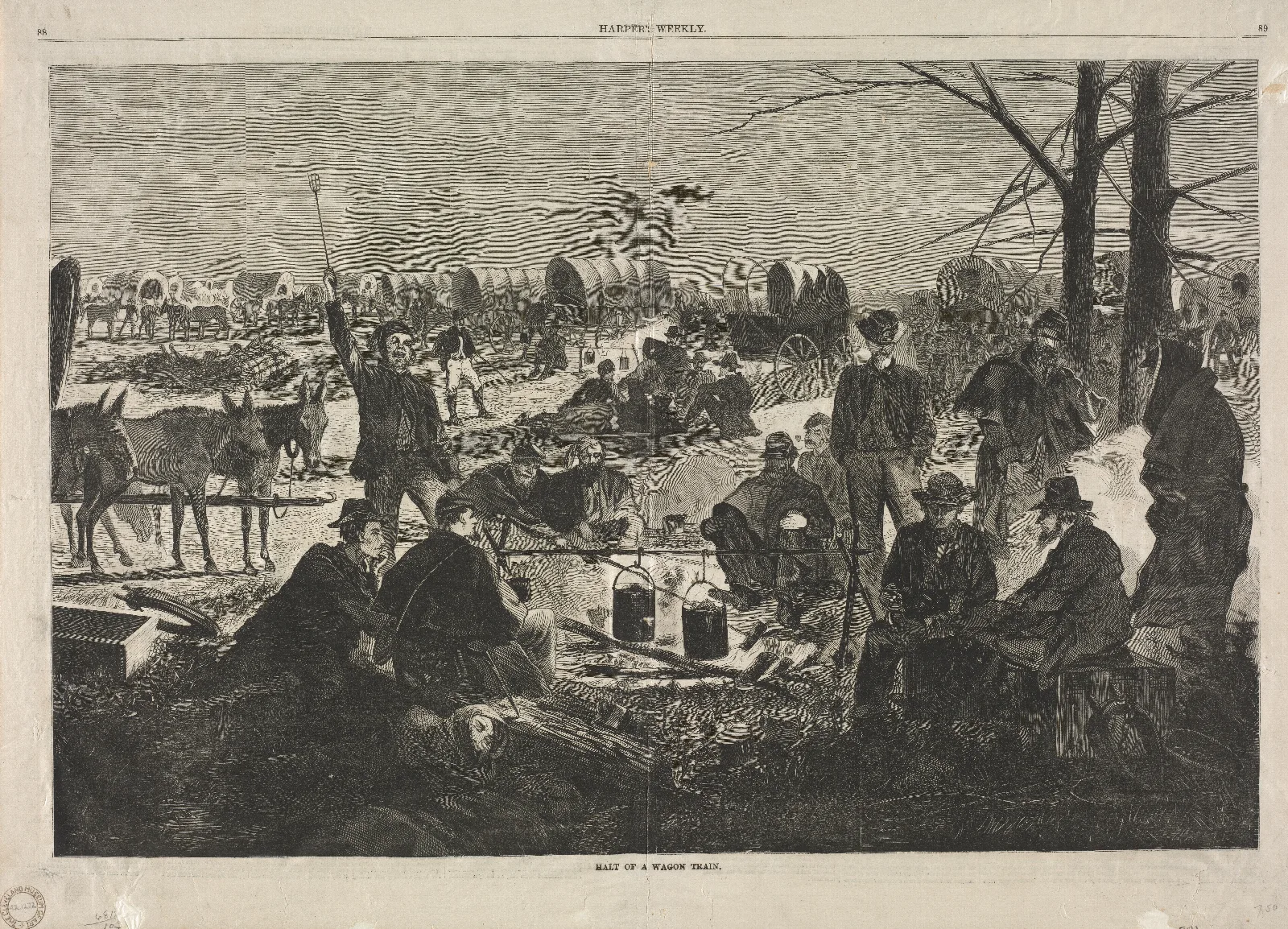 Halt Of The Wagon Train Wall Art by Winslow Homer - Canvas Print
