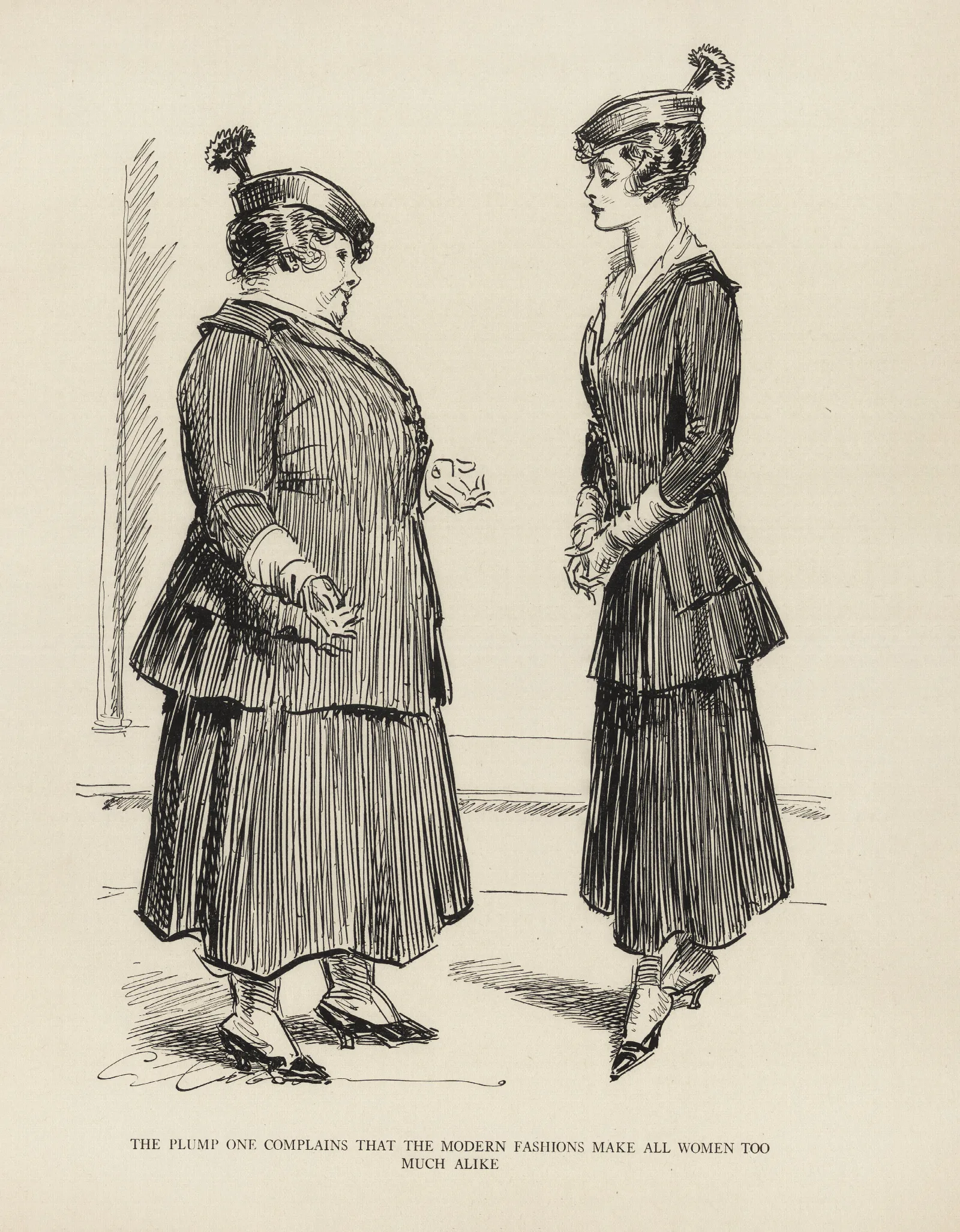 The Plump One Compains That The Modern Fashions Make All Women Too Much Alike Wall Art by Charles Dana Gibson - Canvas Print