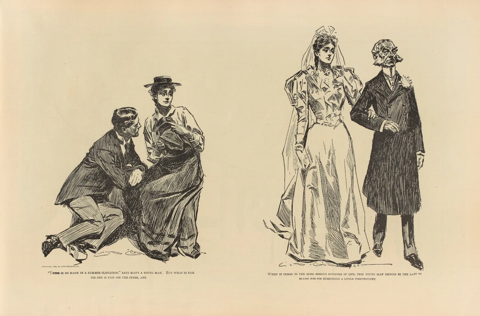 There Is No Harm In A Summer Flirtation 2 Wall Art by Charles Dana Gibson - Canvas Print