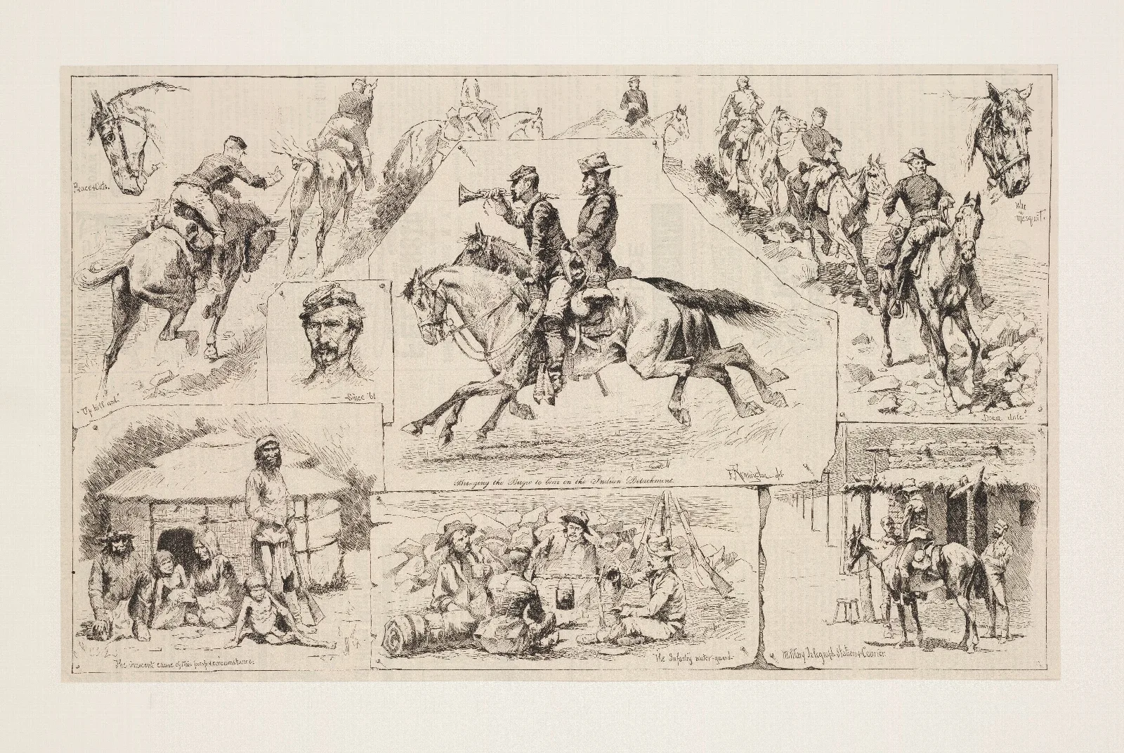 Training United States Troops In Indian Warfare Wall Art by Frederic Remington - Canvas Print