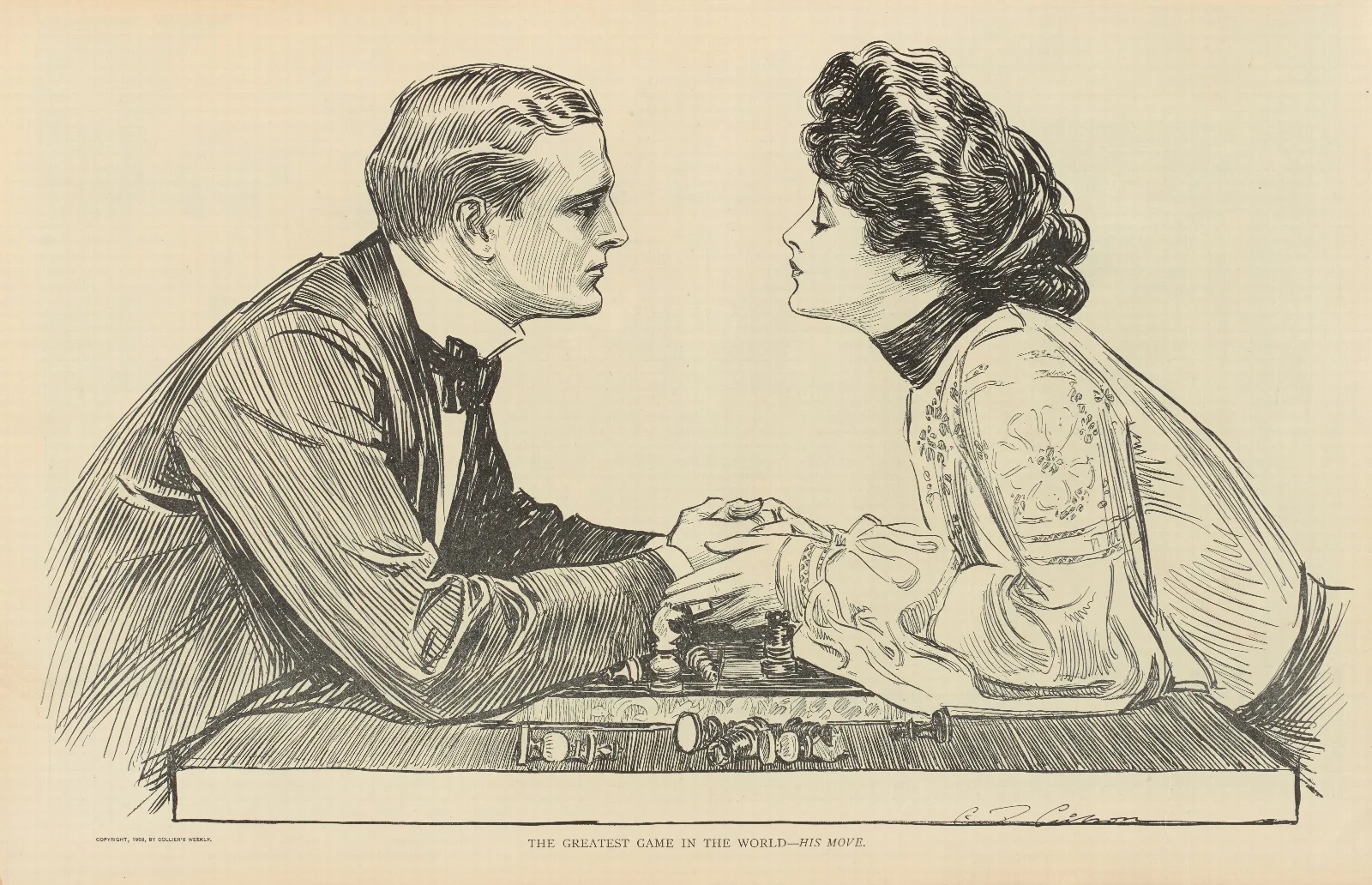 The Greatest Game In The World His Move Wall Art by Charles Dana Gibson - Canvas Print