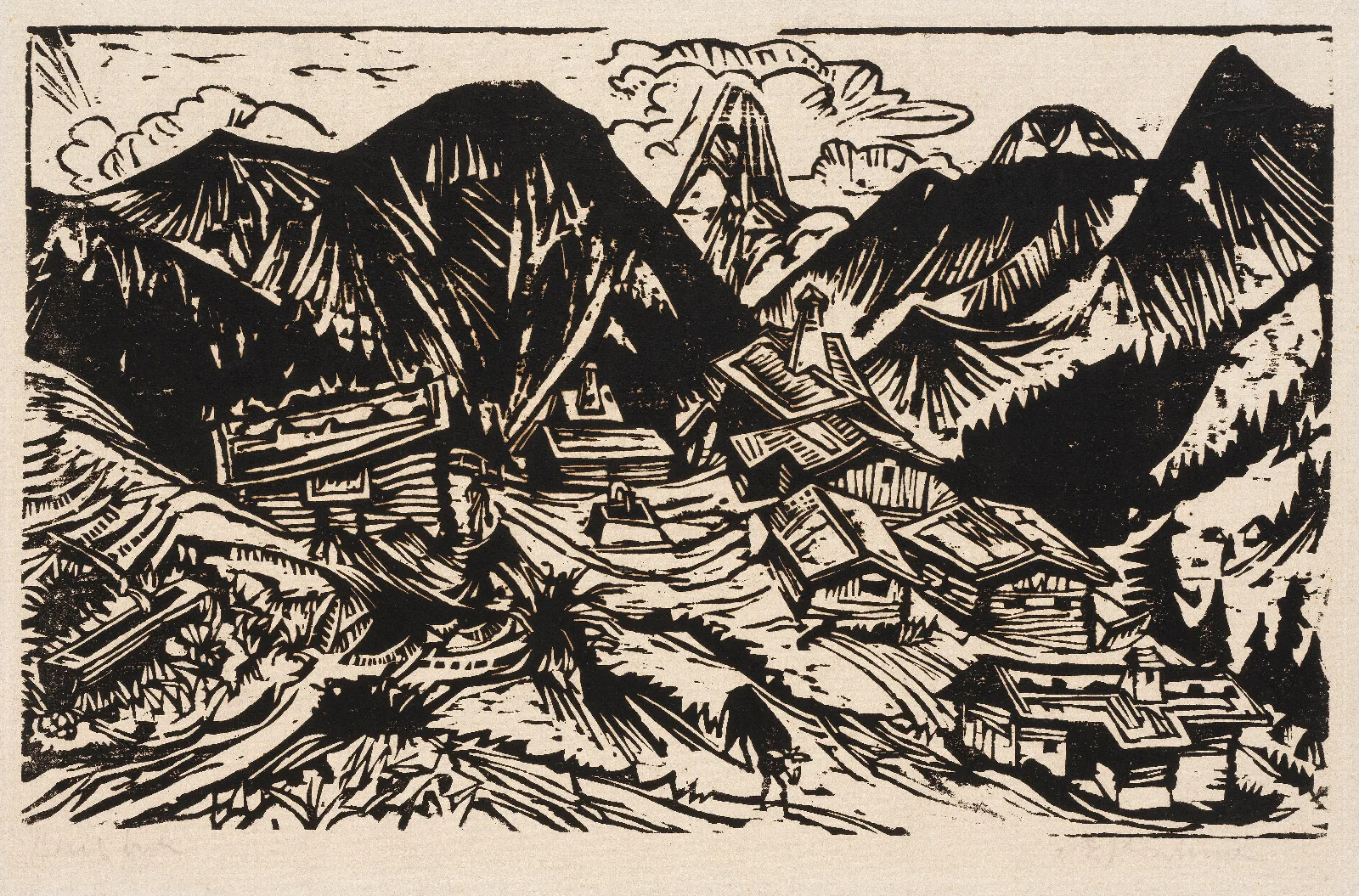 Stafelalp Mit Tinzenhorn Wall Art by Ernst Ludwig Kirchner - Canvas Print