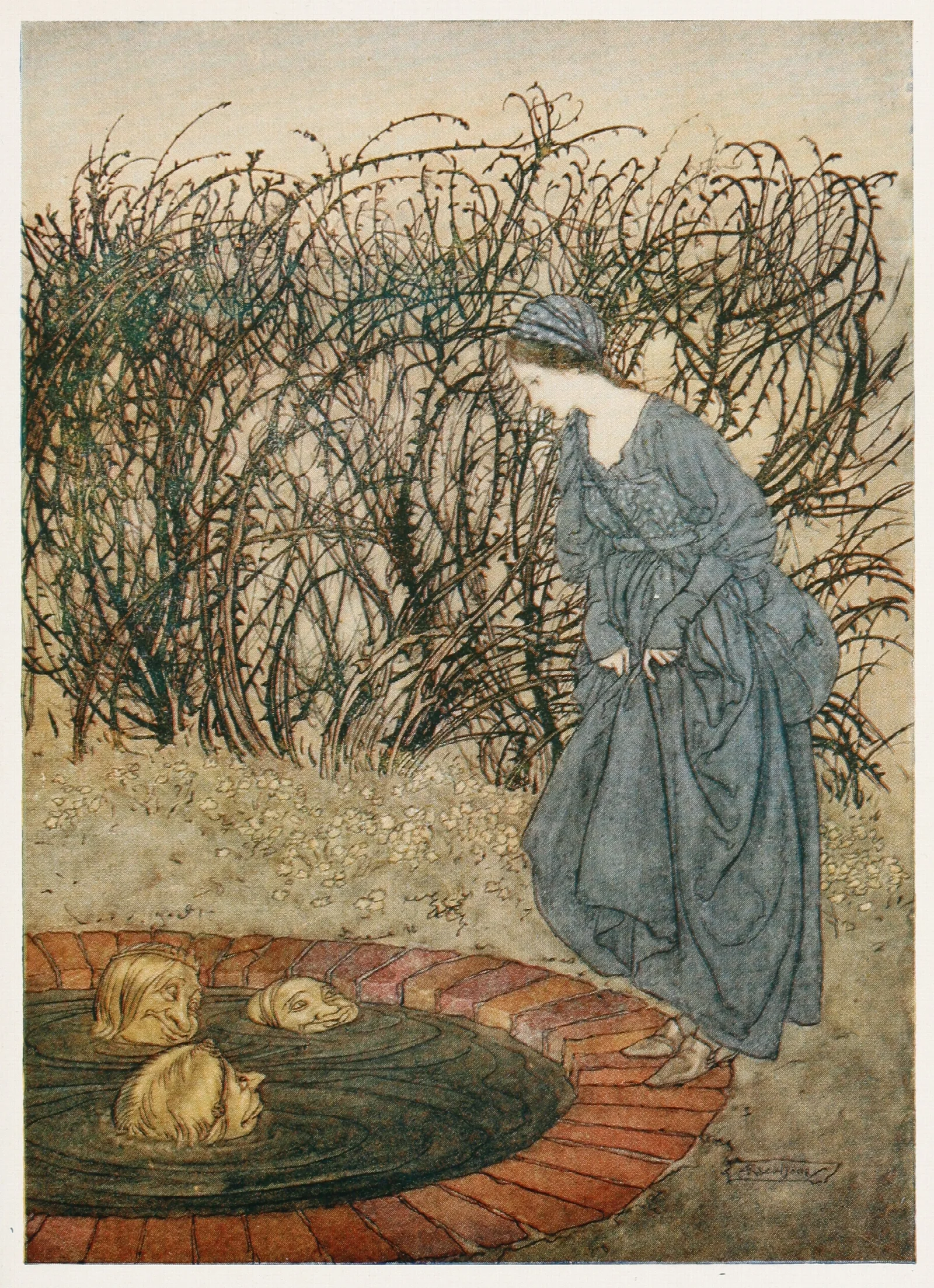 They Thanked Her And Said Good Bye And She Went On Her Journey Wall Art by Arthur Rackham - Canvas Print