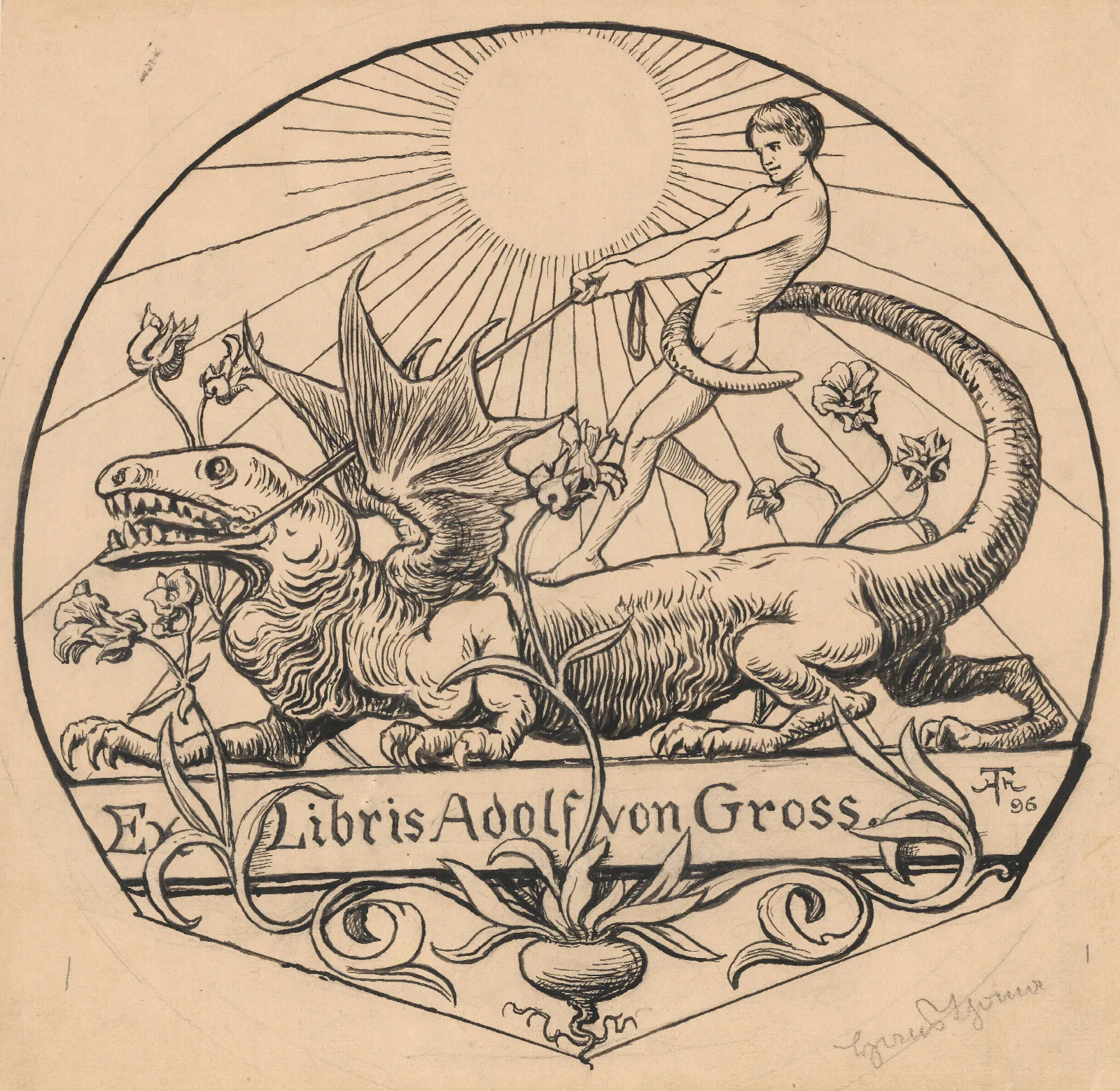 Design For A Bookplate Of Adolf Von Gross Wall Art by Hans Thoma - Canvas Print