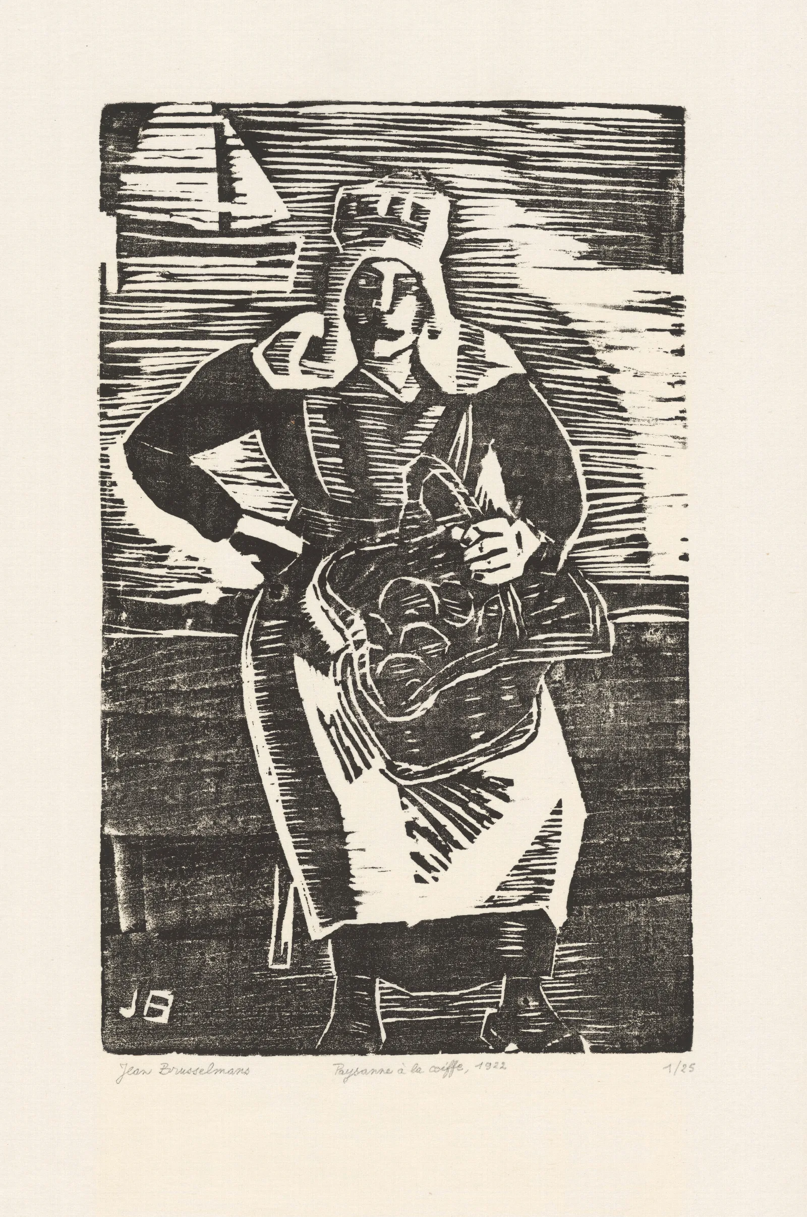 Peasant Woman With Headdress 2 Wall Art by Jean Brusselmans - Canvas Print