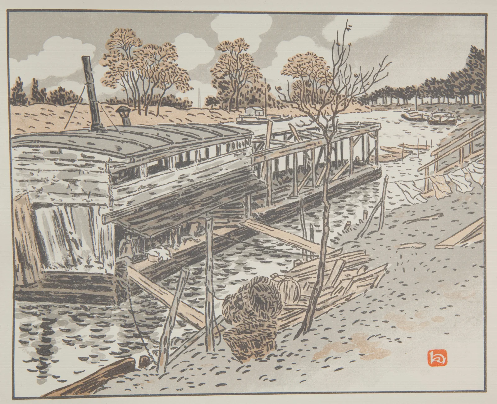 Du Bas Meudon Vieux Lavoir Wall Art by Henri Rivière - Canvas Print