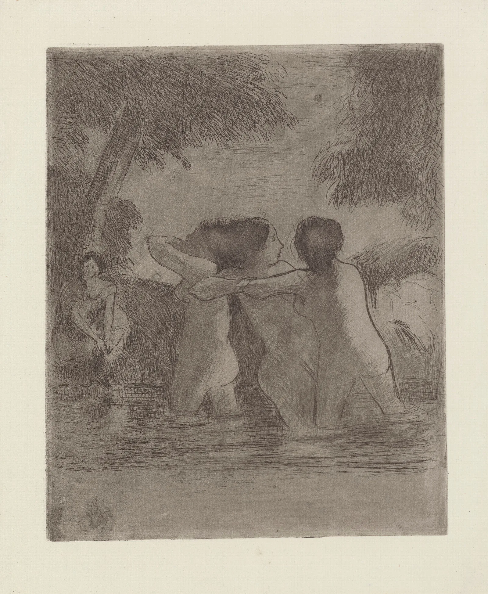 Les Quatre Baigneuses Wall Art by Camille Pissarro - Canvas Print