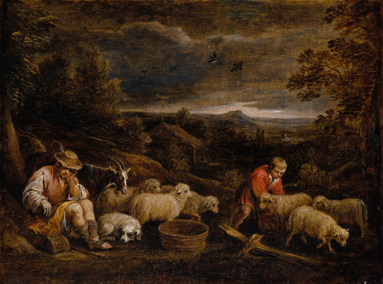 Shepherds And Sheep Wall Art by David Teniers The Younger - Canvas Print