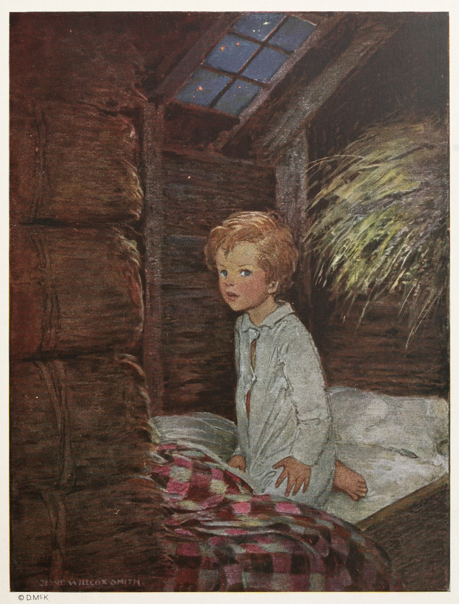Against This He Laid His Ear And Then He Heard The Voice Quite Distinctly Wall Art by Jessie Willcox Smith - Canvas Print