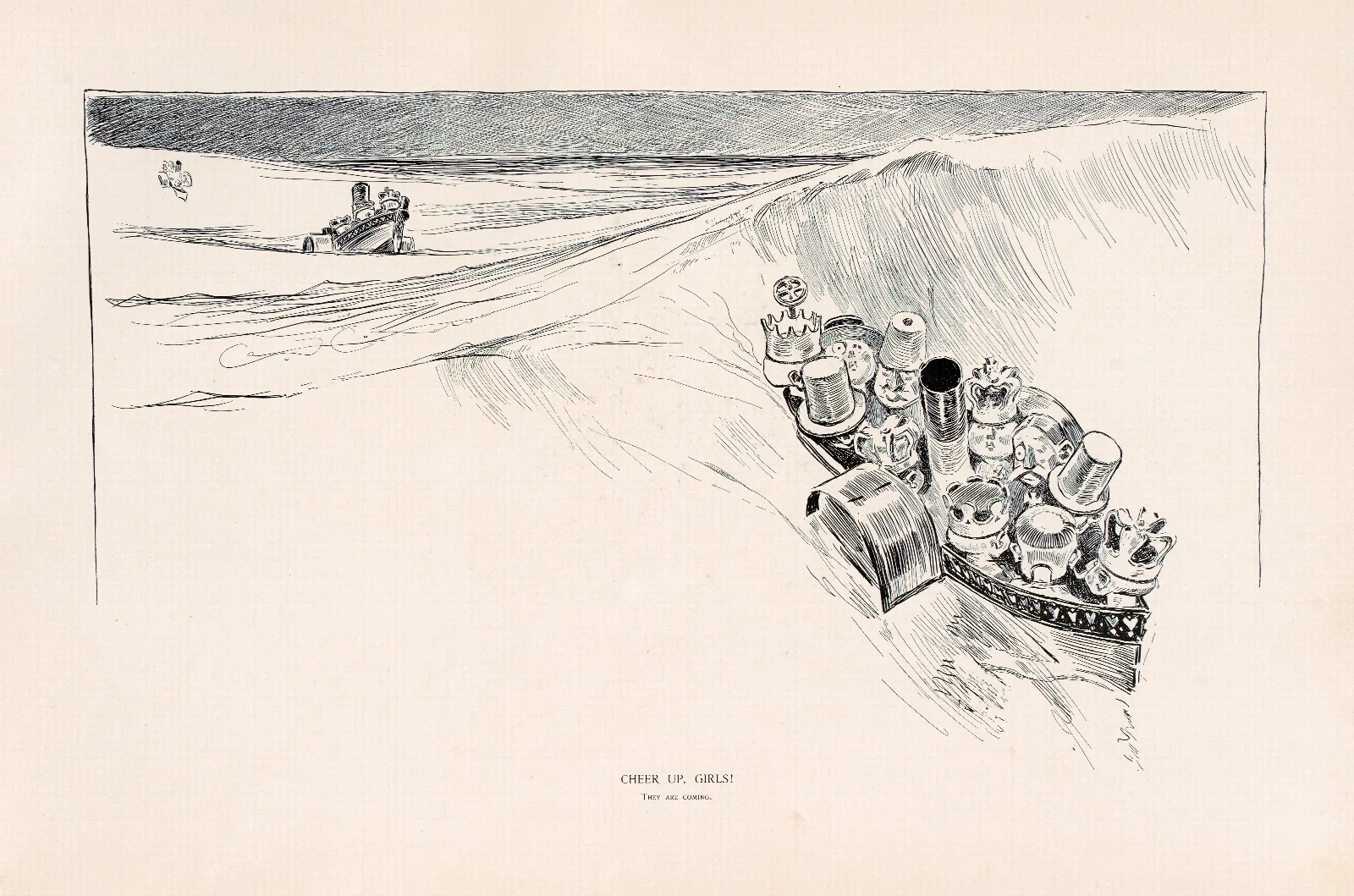 Cheer Up Girls Wall Art by Charles Dana Gibson - Canvas Print