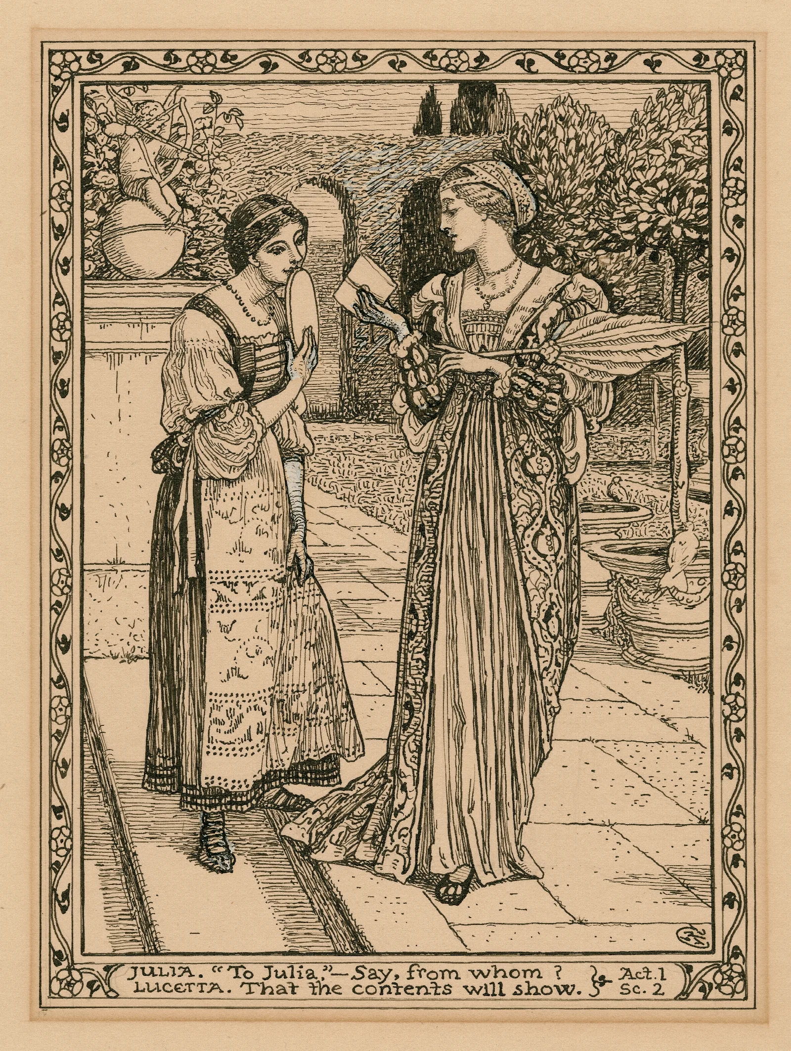 Julia To Julia Say From Whom Lucetta That The Contents Will Show Act 1 Sc 2 C Wall Art by Walter Crane - Canvas Print