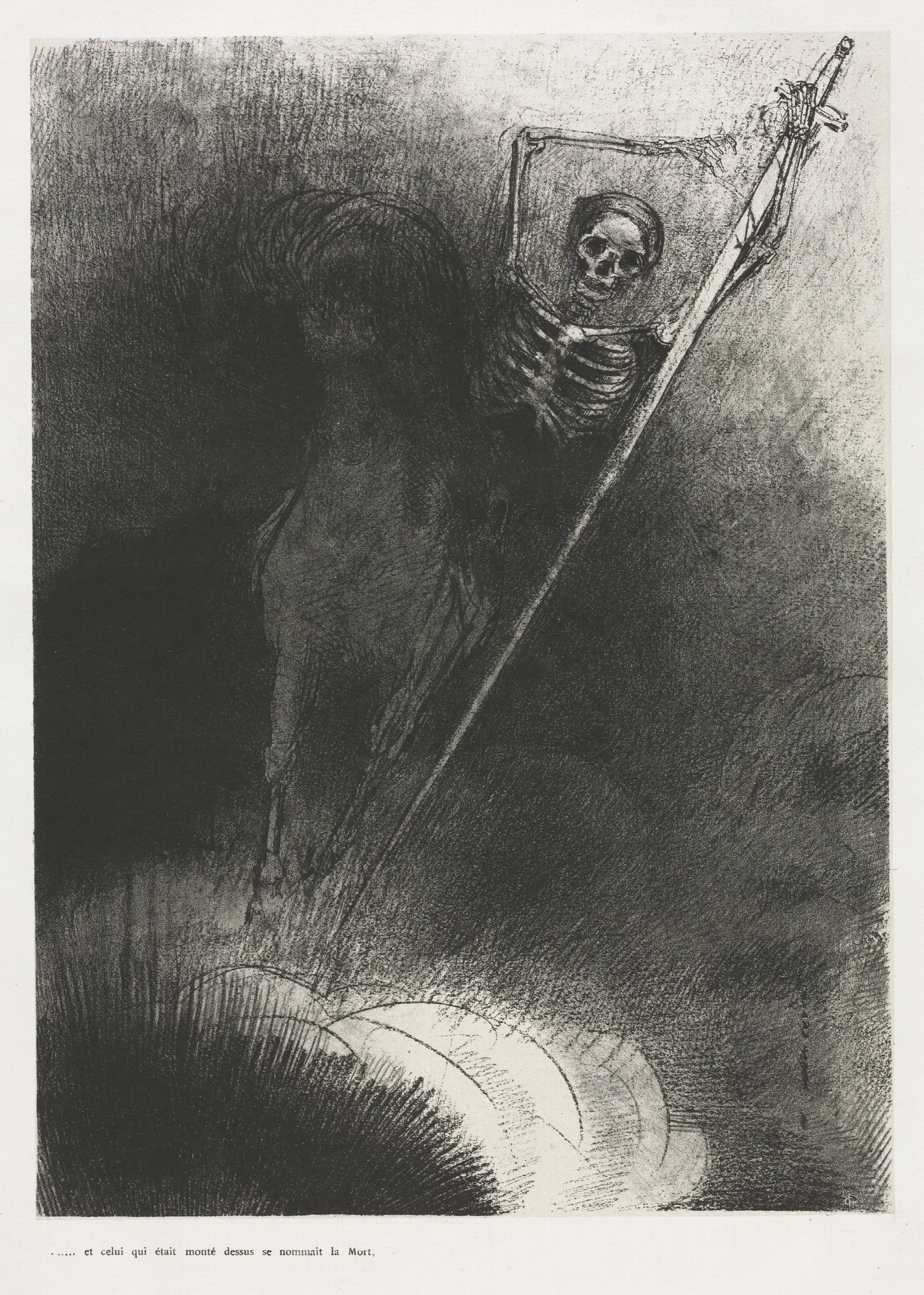 And His Name That Sat On Him Was Death Wall Art by Odilon Redon - Canvas Print