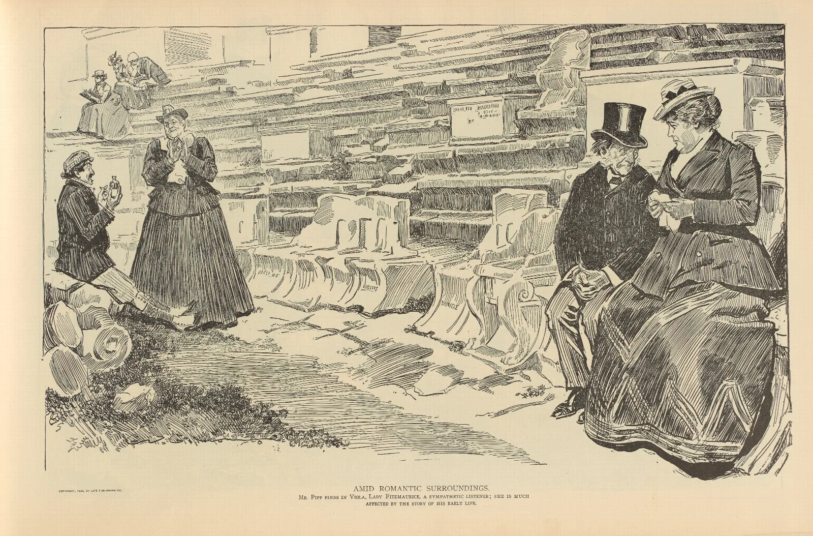 Amid Romantic Surroundings Wall Art by Charles Dana Gibson - Canvas Print