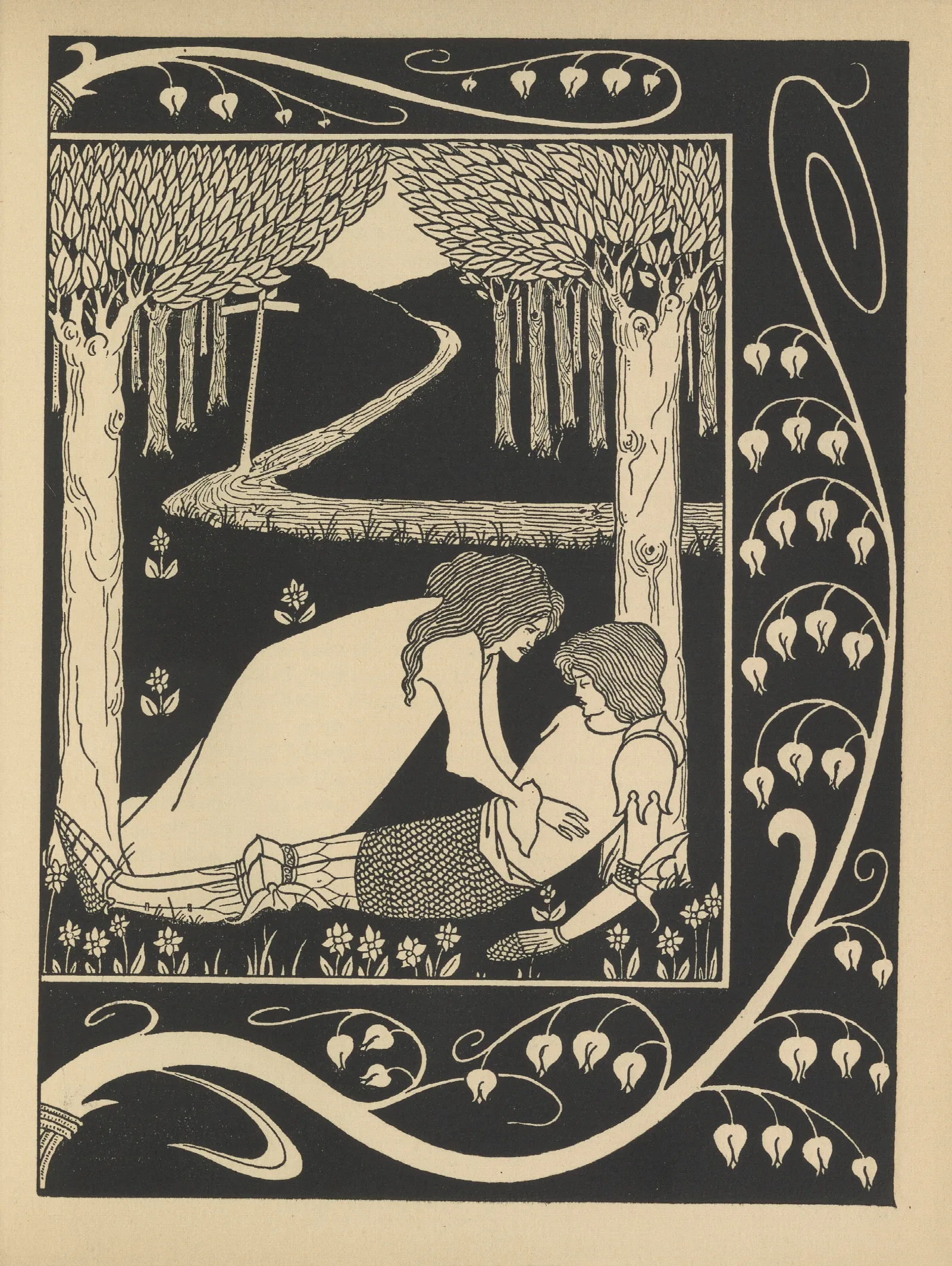 How Sir Launcelot Was Known By Dame Elaine 2 Wall Art by Aubrey Vincent Beardsley - Canvas Print