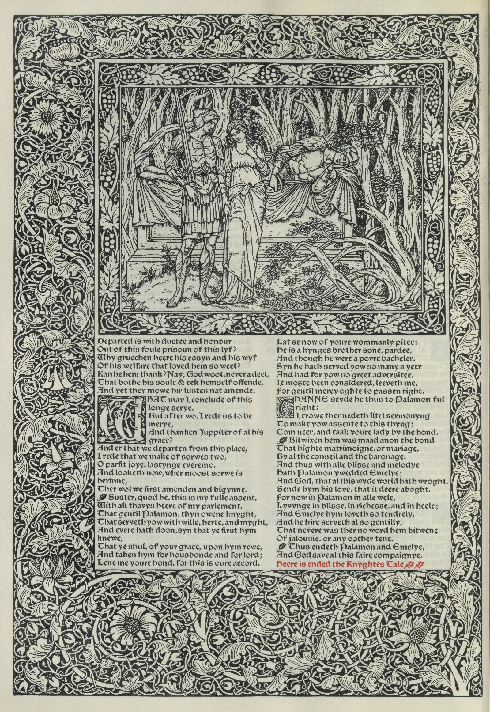 The Works Of Geoffrey Chaucer Pl 08 Wall Art by Sir Edward Coley Burne-Jones - Canvas Print