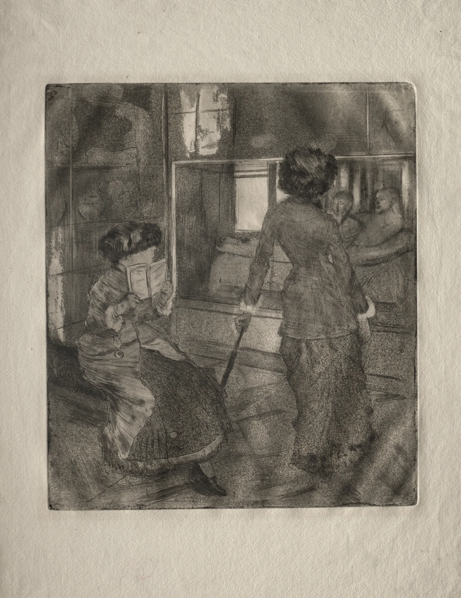 Mary Cassatt At The Louvre The Etruscan Gallery Wall Art by Edgar Degas - Canvas Print