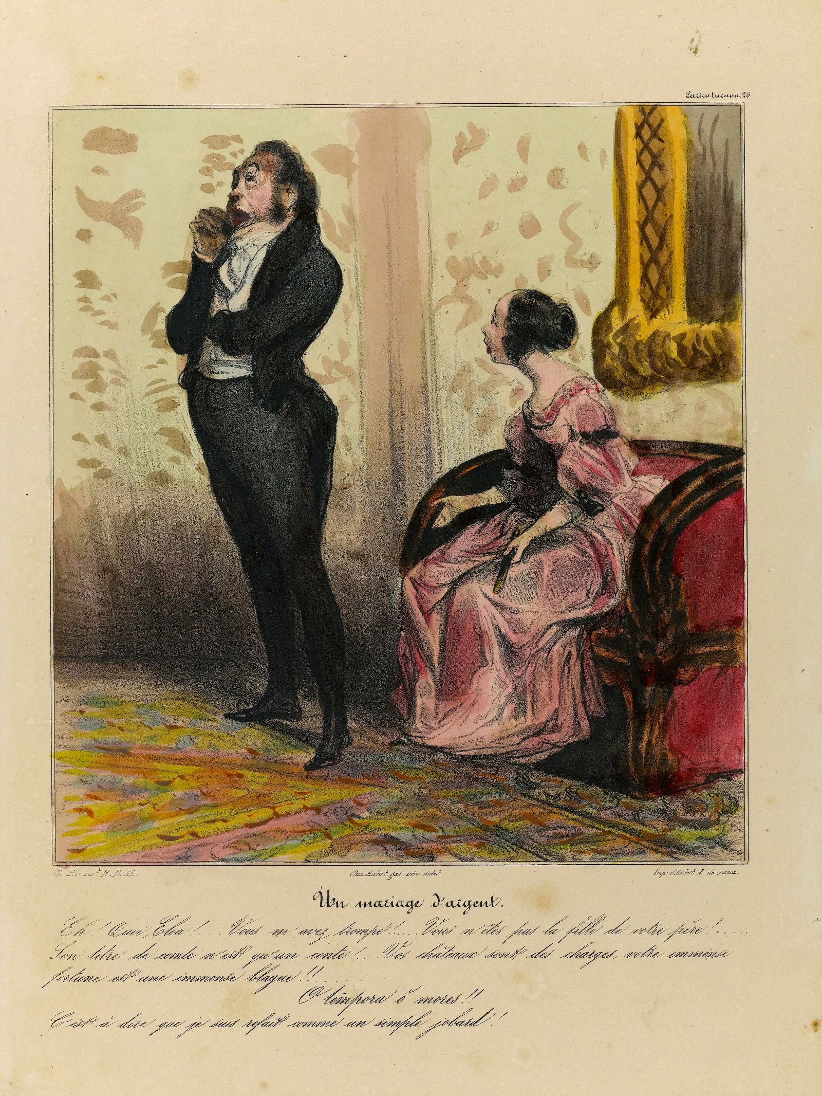 Un Mariage Dargent Wall Art by Honoré Daumier - Canvas Print