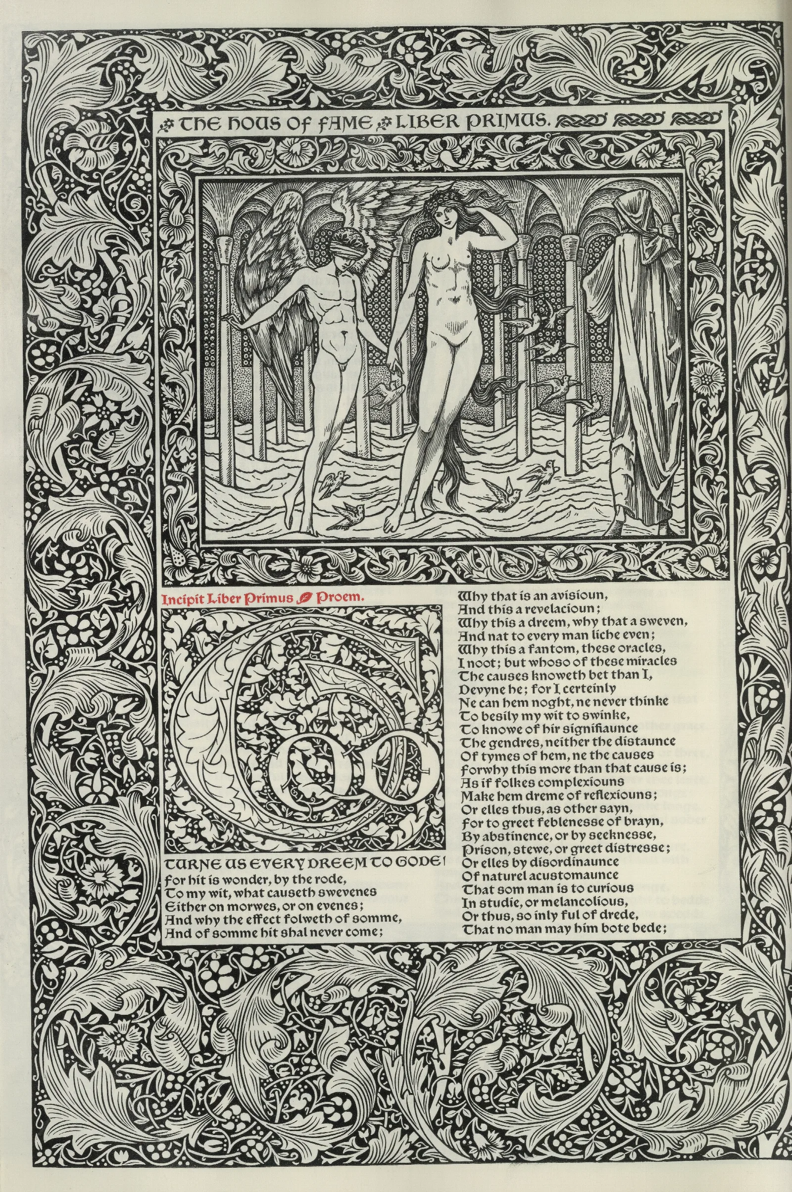 The Works Of Geoffrey Chaucer Pl 71 Wall Art by Sir Edward Coley Burne-Jones - Canvas Print
