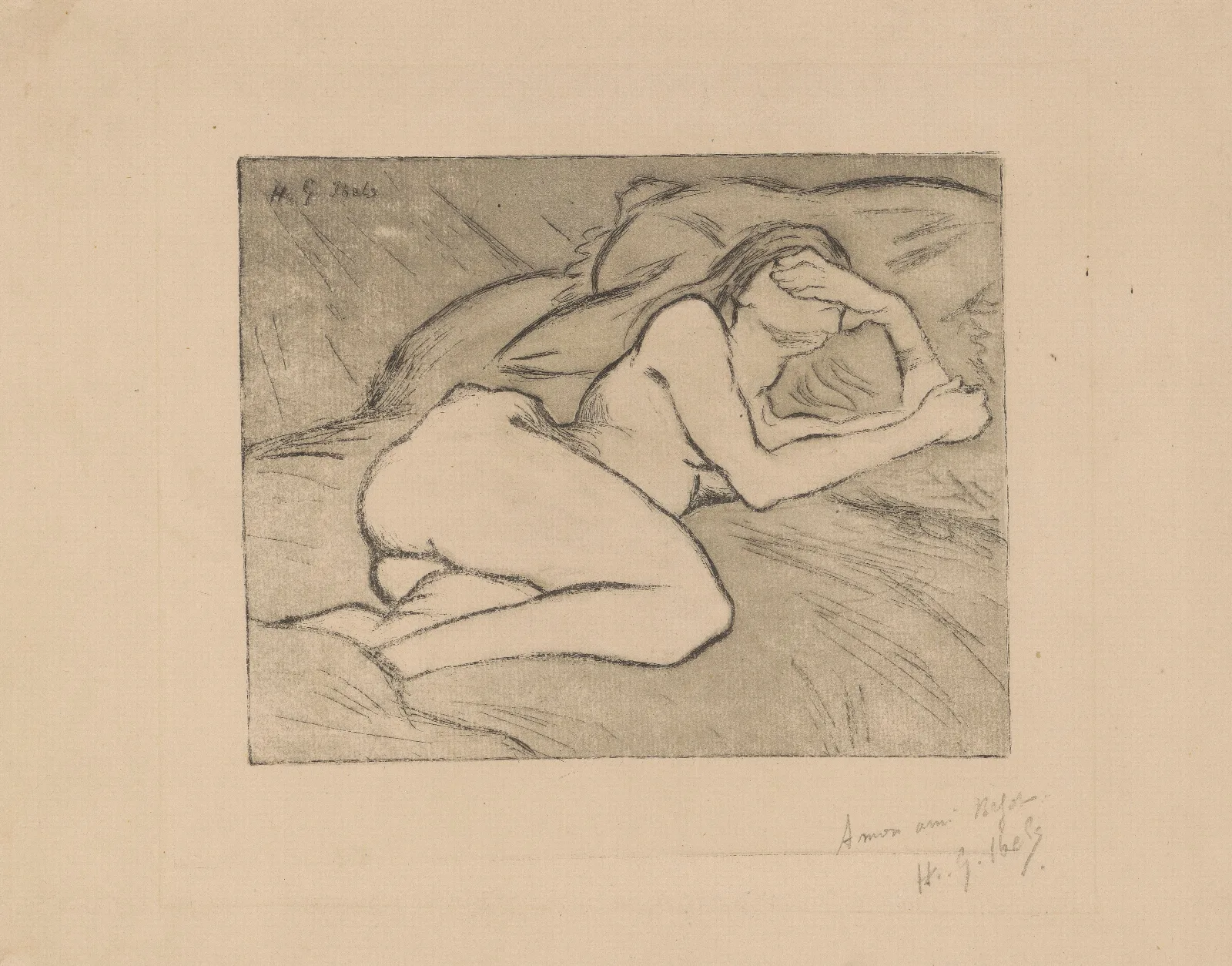 Femme Nue Allongee 3 Wall Art by Henri-Gabriel Ibels - Canvas Print