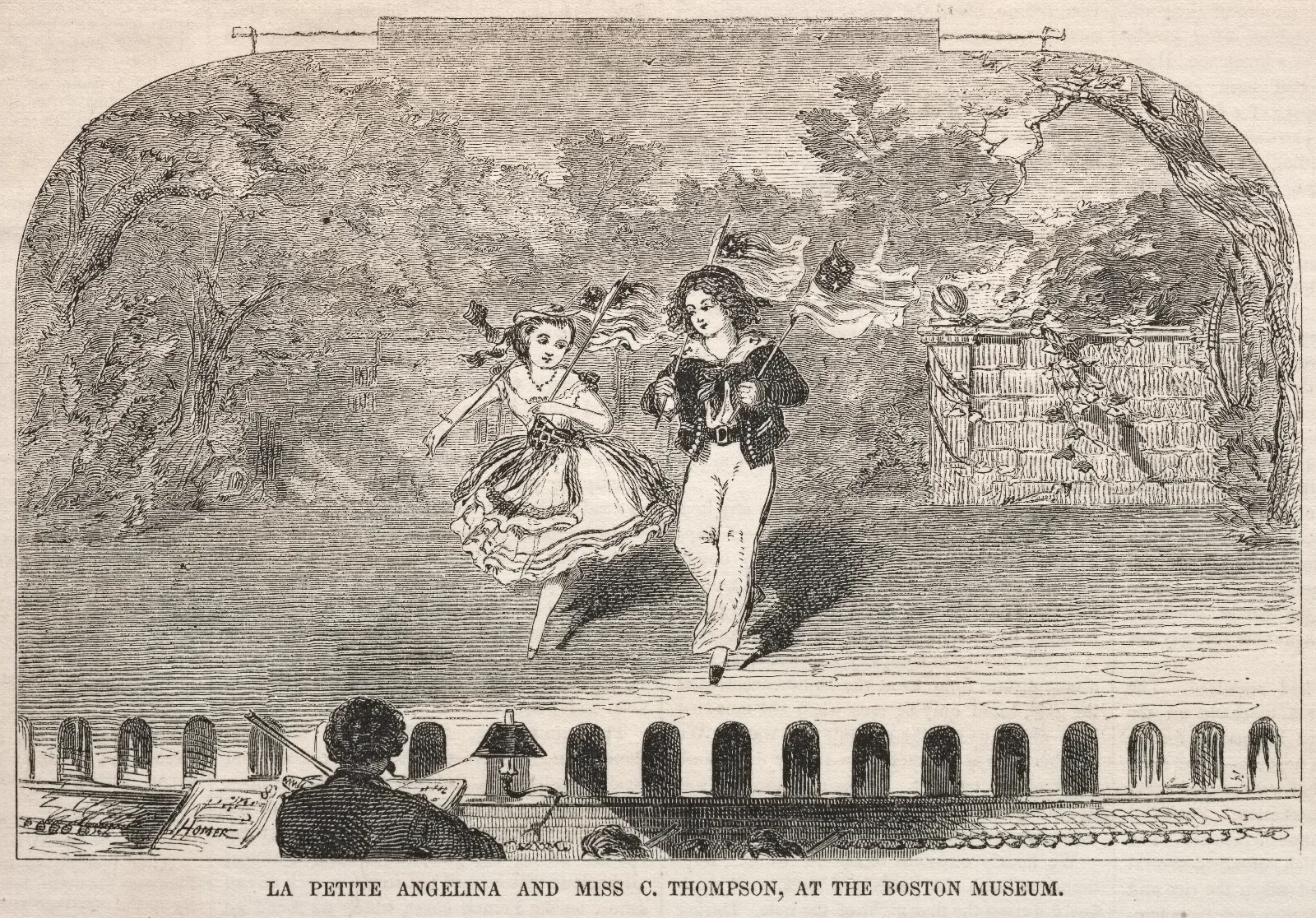La Petite Angelina And Miss C Thompson At The Boston Museum Wall Art by Winslow Homer - Canvas Print