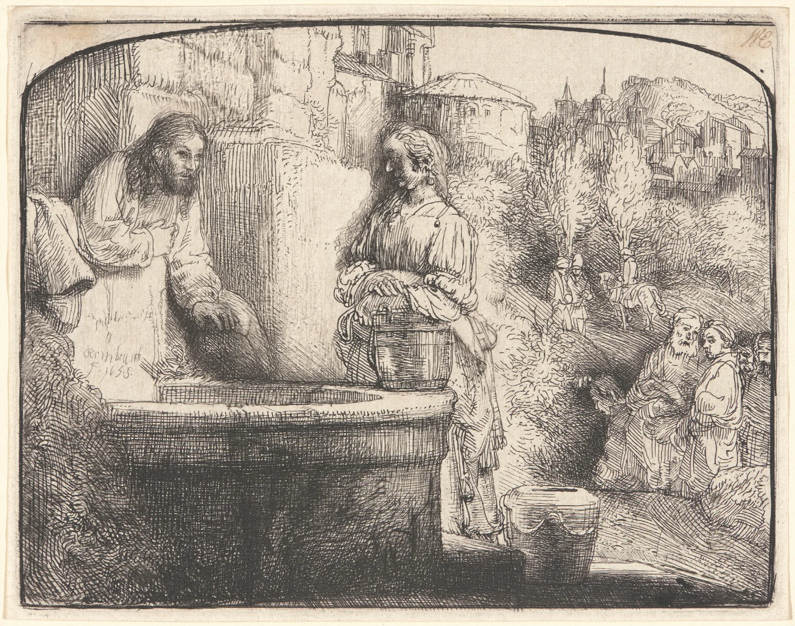 Christ And The Woman Of Samaria 8 Wall Art by Rembrandt van Rijn - Canvas Print