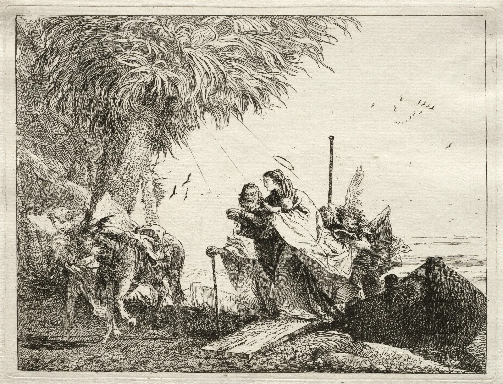 The Holy Family Disembarking 2 Wall Art by Giovanni Domenico Tiepolo - Canvas Print
