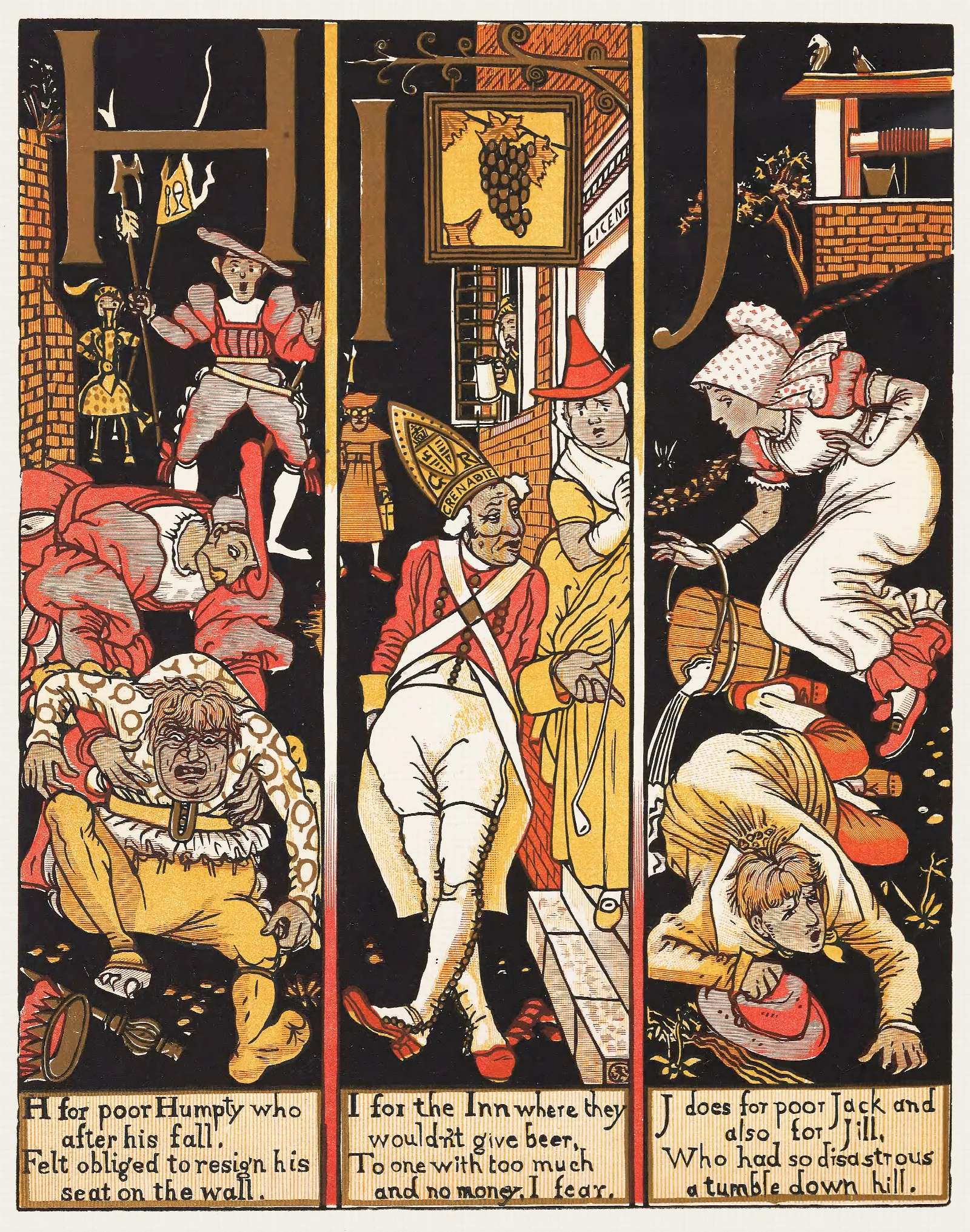 The Absurd A B C Pl 3 Wall Art by Walter Crane - Canvas Print