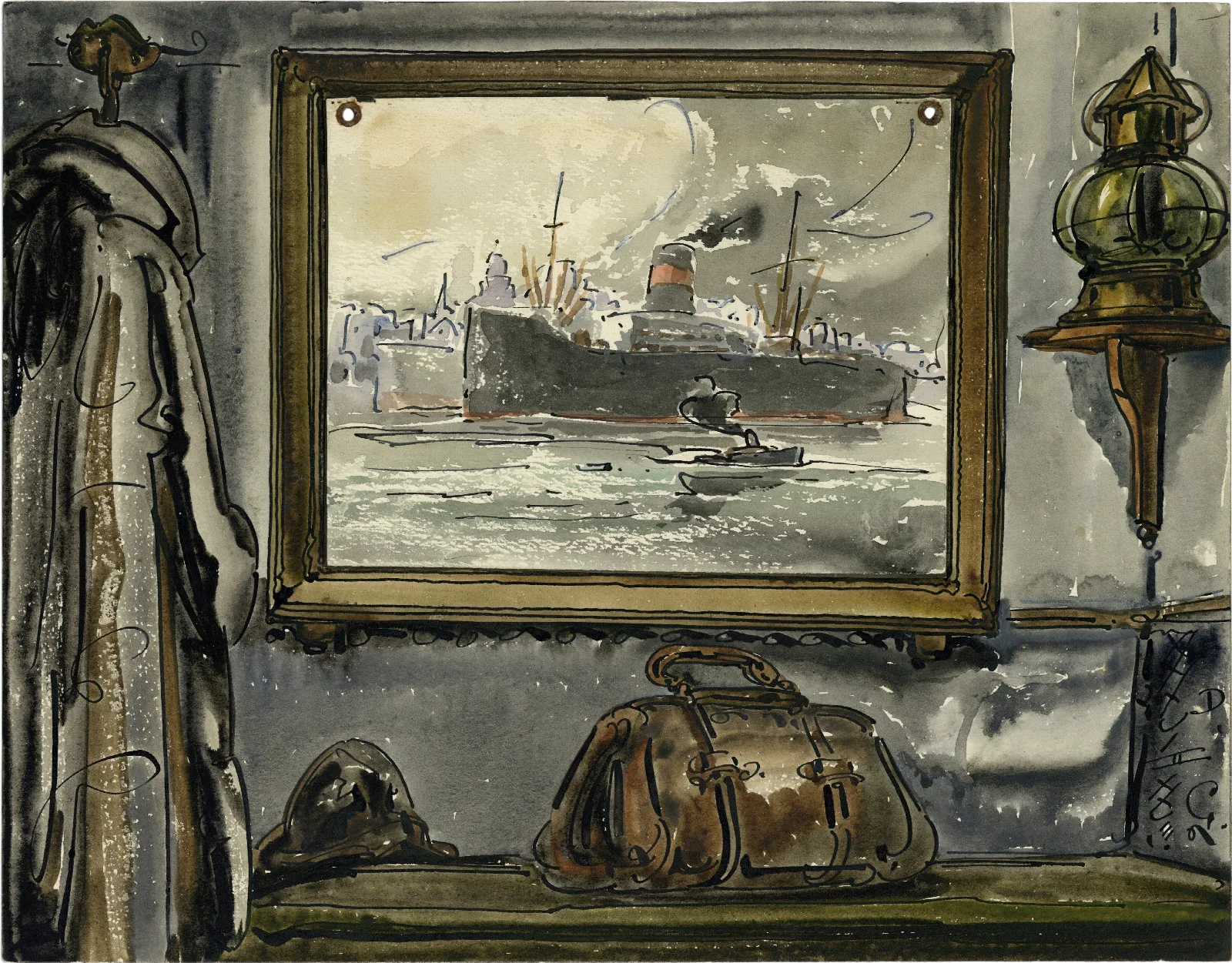 Interieur Met Havenzicht Wall Art by Alfred Ost - Canvas Print