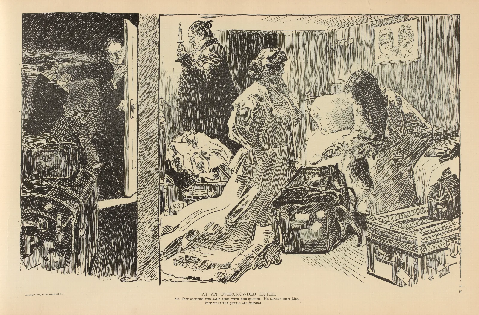 At An Overcrowded Hotel Wall Art by Charles Dana Gibson - Canvas Print