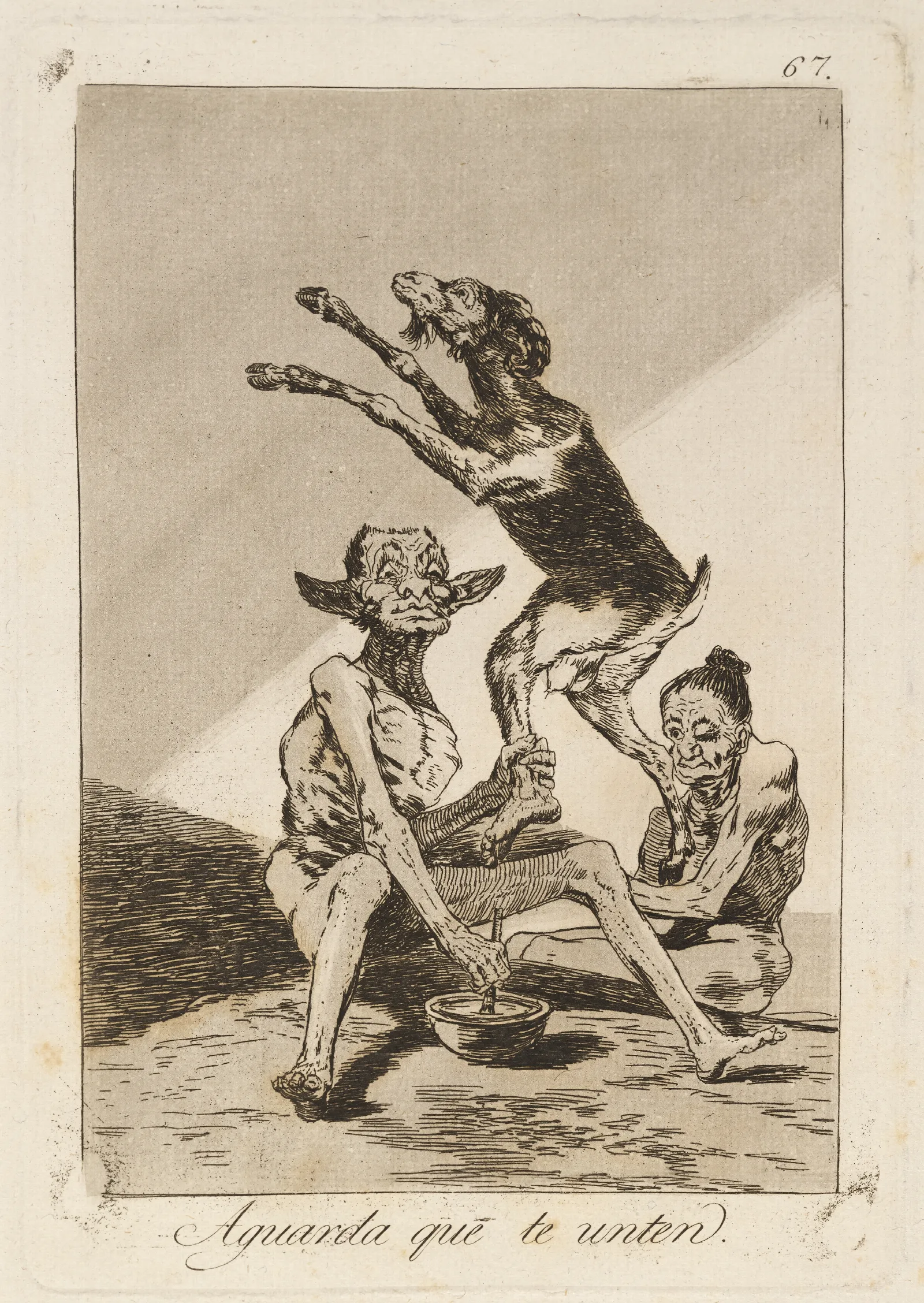Aguarda Que Te Unten Wait Till Youve Been Anointed Wall Art by Francisco de Goya - Canvas Print