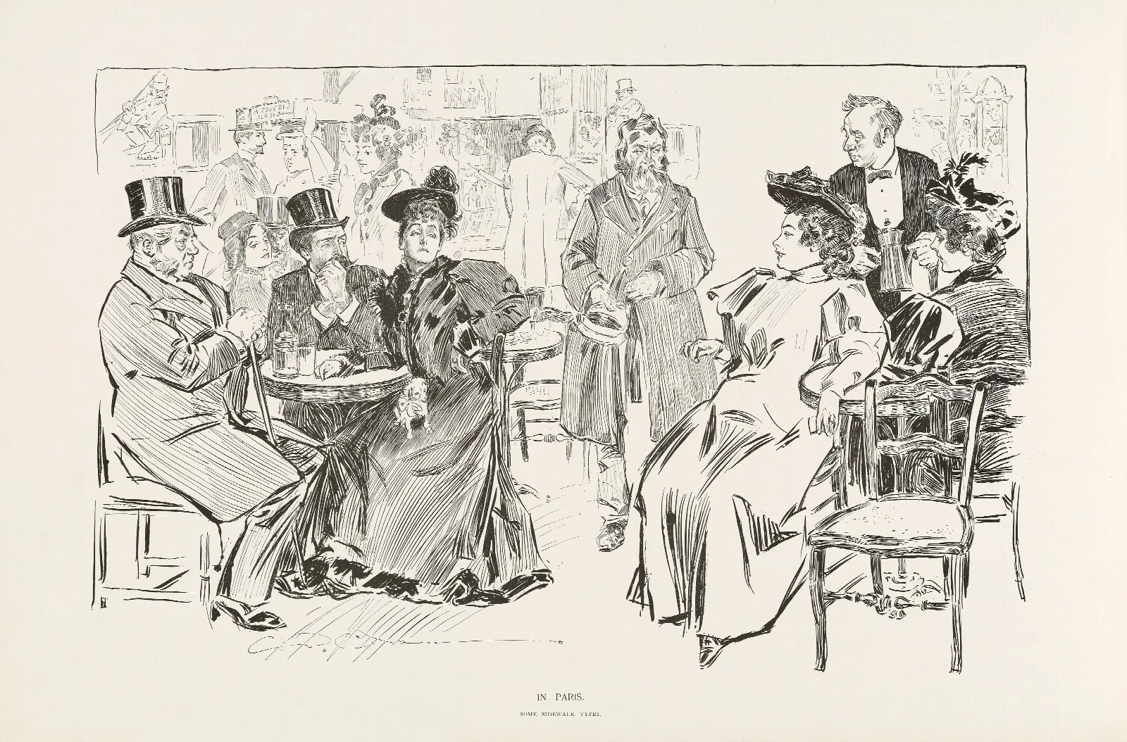 In Paris Some Sidewalk Types Wall Art by Charles Dana Gibson - Canvas Print