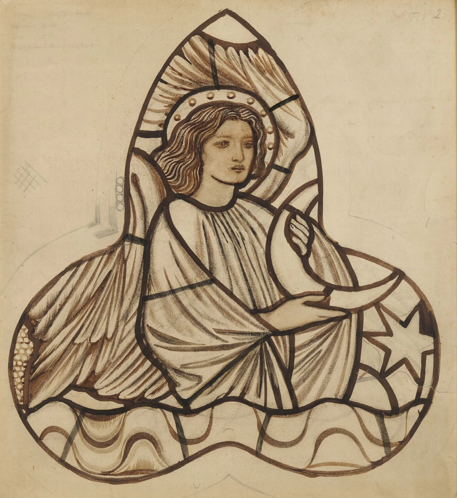 Angel Holding The Moon Wall Art by Sir Edward Coley Burne-Jones - Canvas Print
