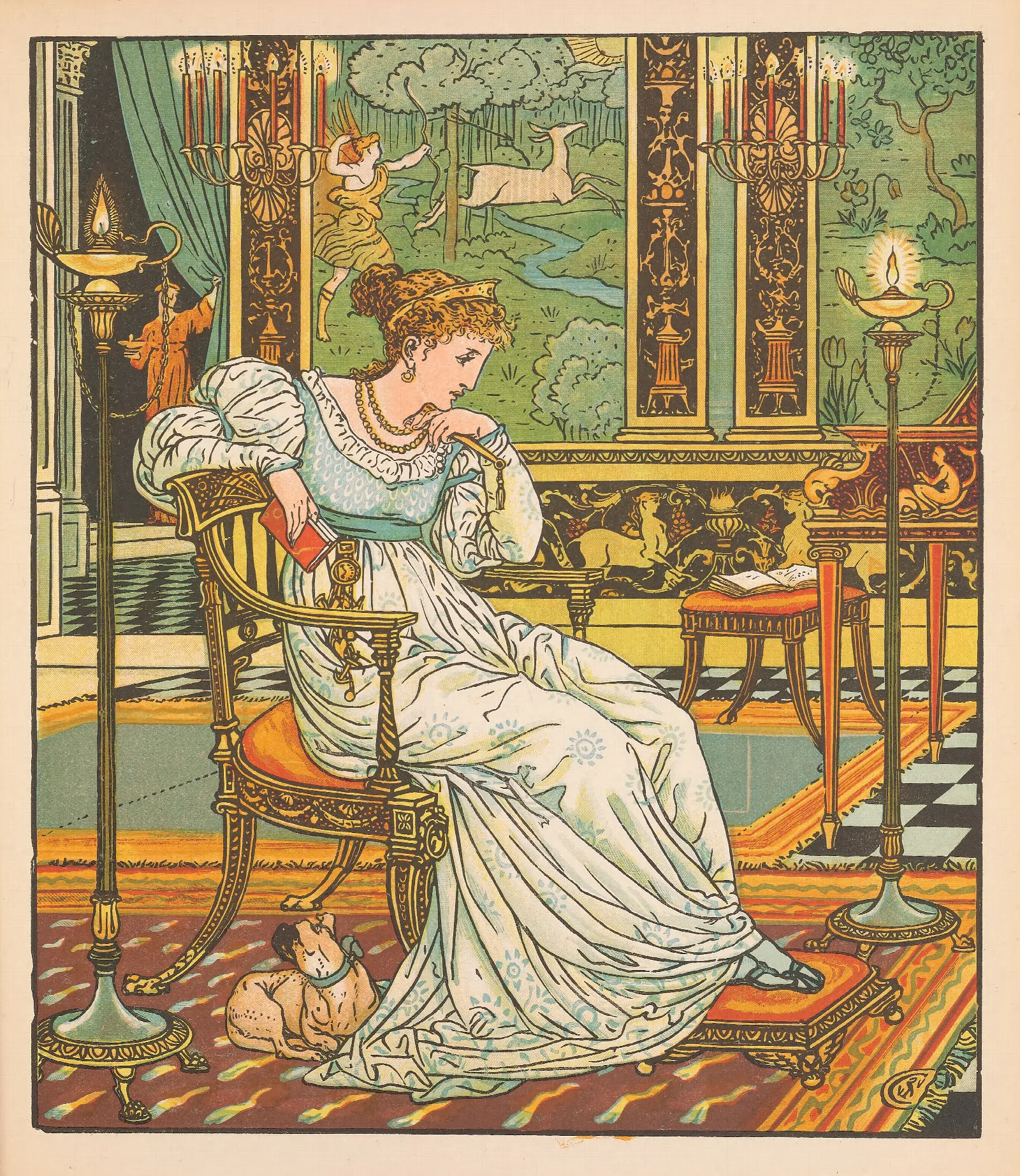Beauty And The Beast Pl 13 Wall Art by Walter Crane - Canvas Print