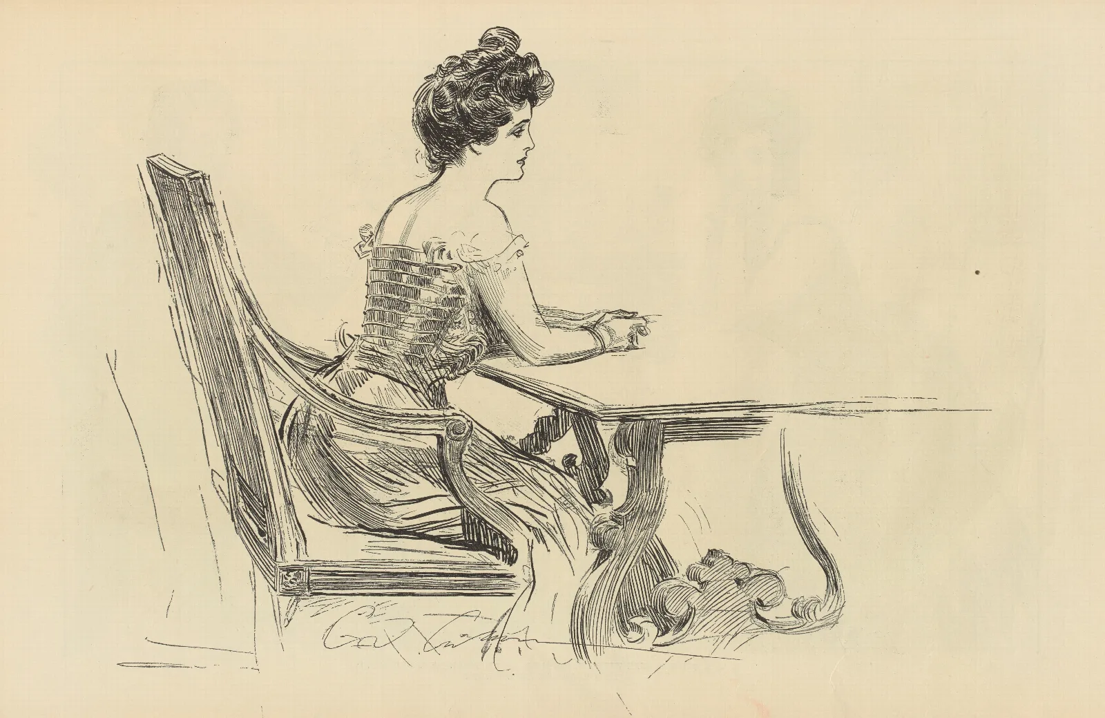 Illustration 305 by Charles Dana Gibson Wall Art by Charles Dana Gibson - Canvas Print