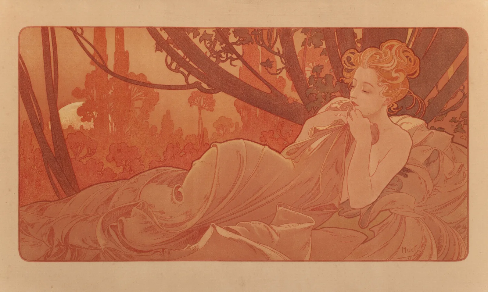 Dawn 8 Wall Art by Alphonse Mucha - Canvas Print