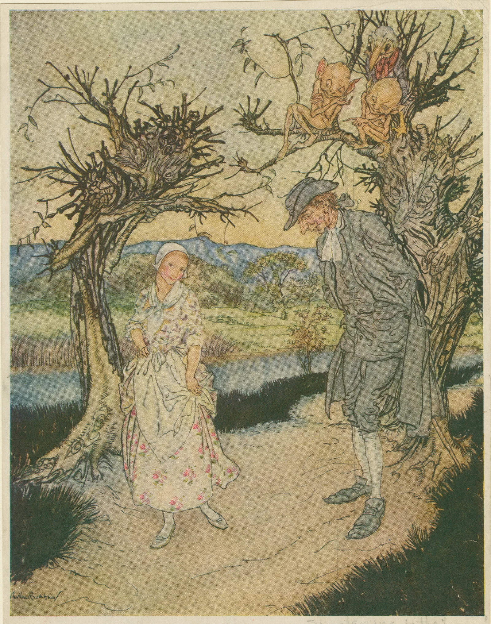 Sauntering Along In The Twilight Wall Art by Arthur Rackham - Canvas Print