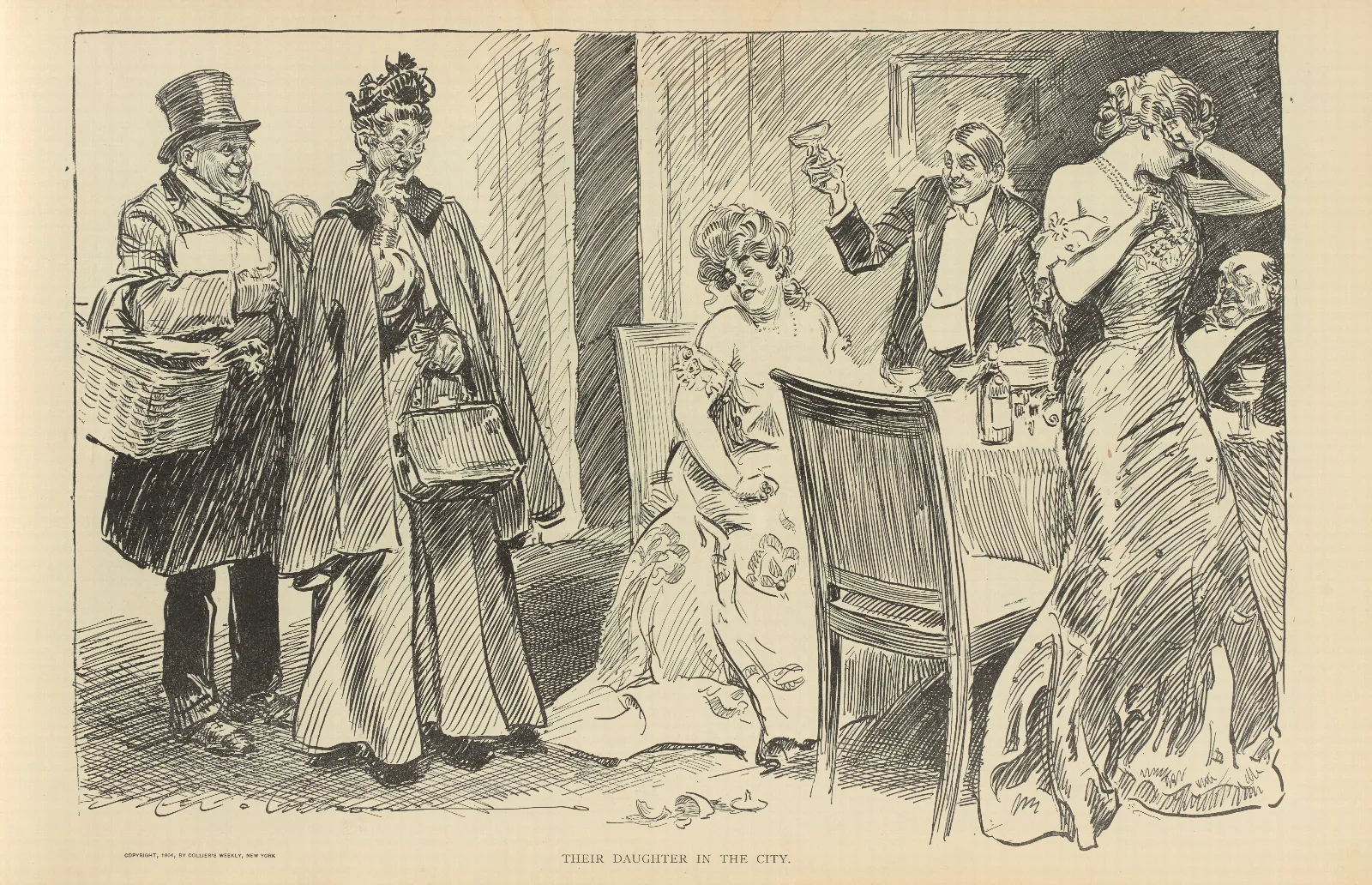 Their Daughter In The City Wall Art by Charles Dana Gibson - Canvas Print