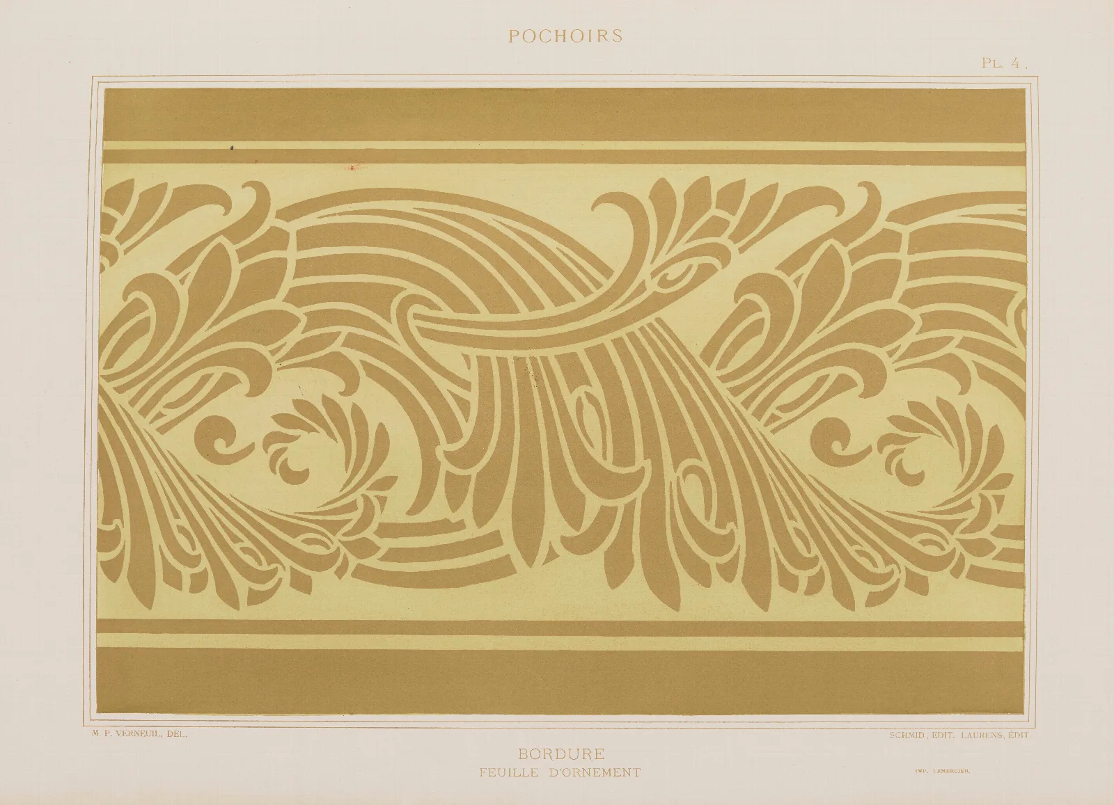 Bordures Feuille Dornement Wall Art by Maurice Pillard Verneuil - Canvas Print