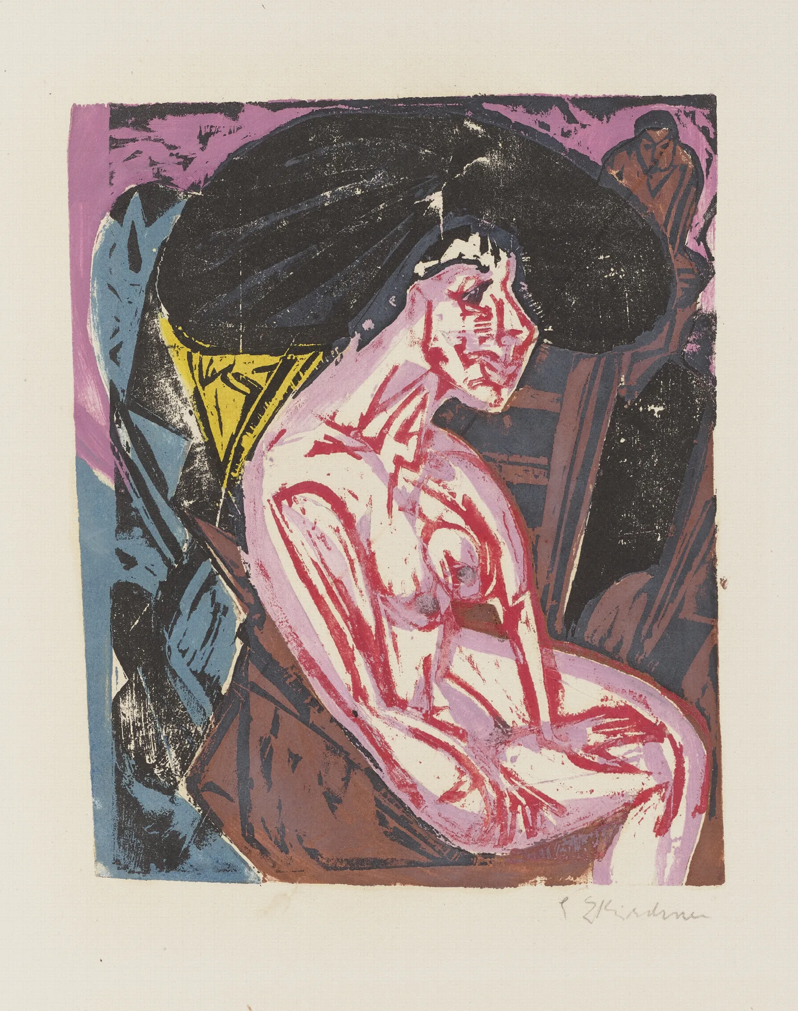 The Lover From The Woodcut Woodcut Series Schlemihl Wall Art by Ernst Ludwig Kirchner - Canvas Print