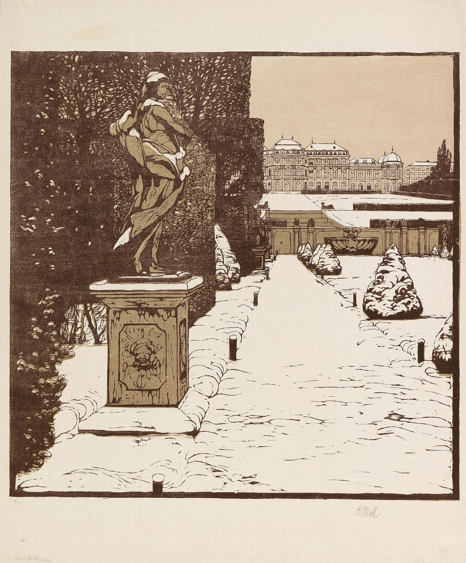 Belvederegarten Im Winter Wall Art by Carl Moll - Canvas Print