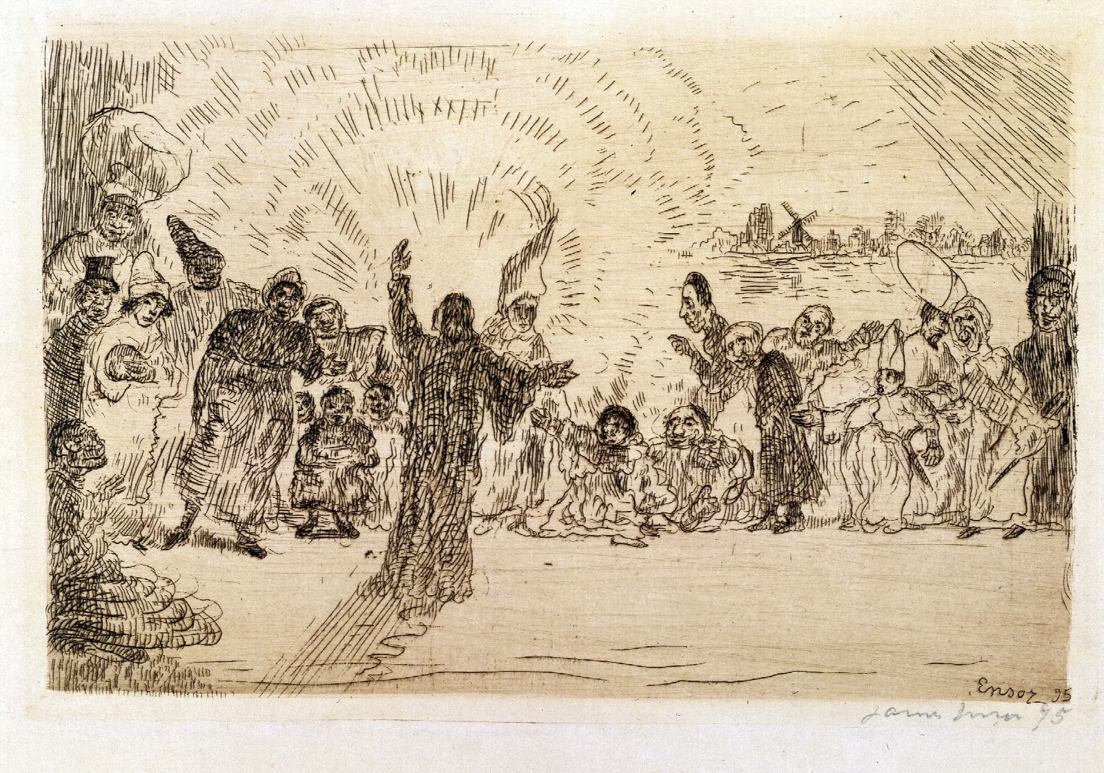 Christ And The Beggars Wall Art by James Ensor - Canvas Print