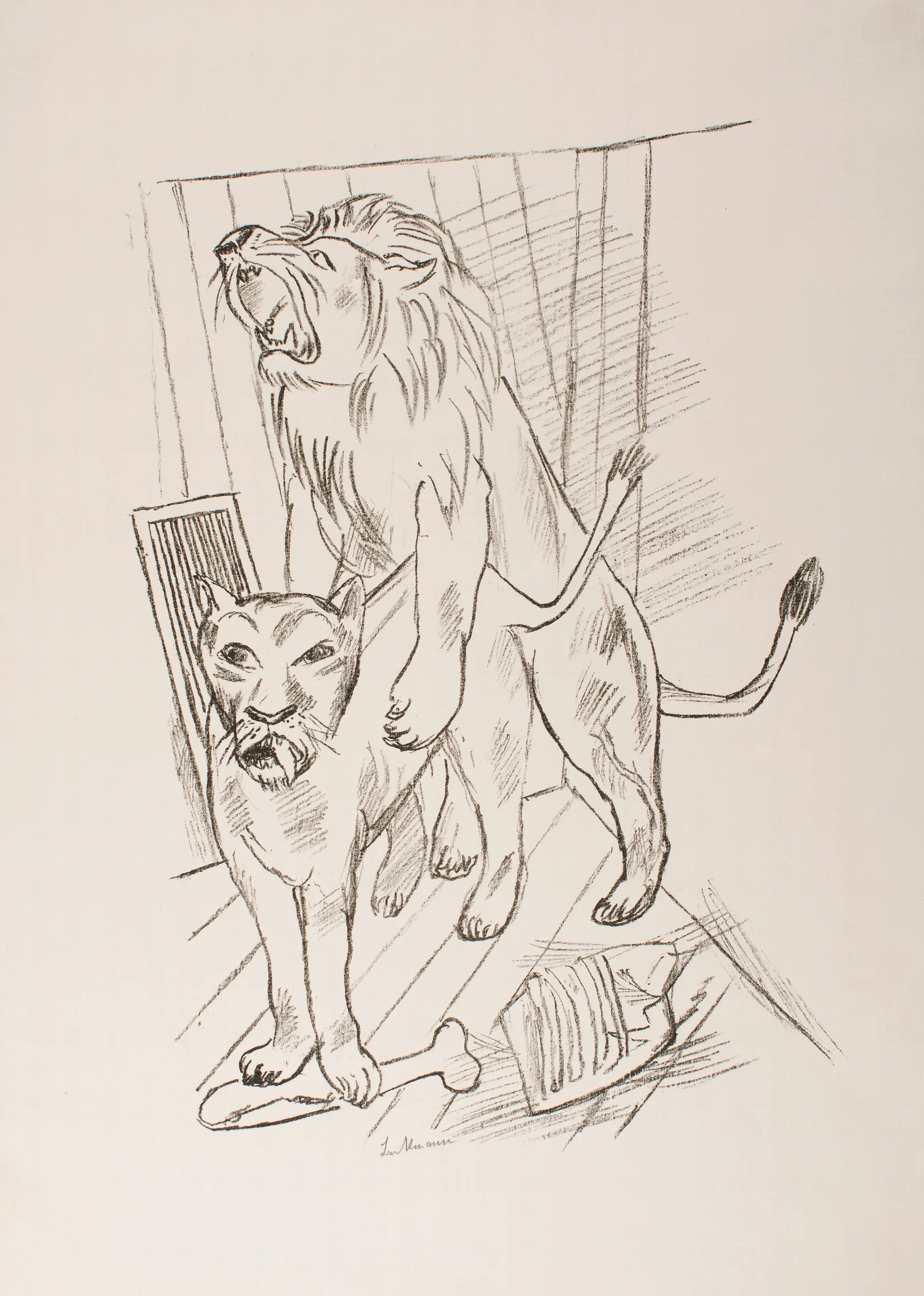 Lion Couple Wall Art by Max Beckmann - Canvas Print