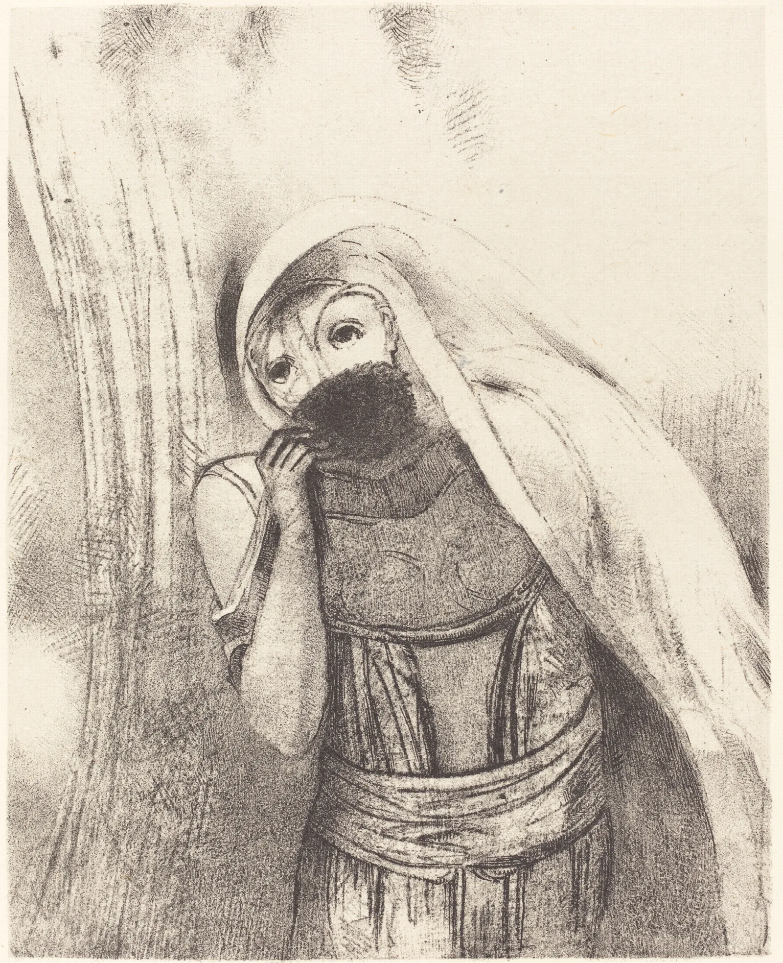 Elle Tire De Sa Poitrine Une Eponge Toute Noire La Couvre De Baisers She Draws From Her Bosom A Sponge Perfectly Black And Covers It With Kisses Wall Art by Odilon Redon - Canvas Print