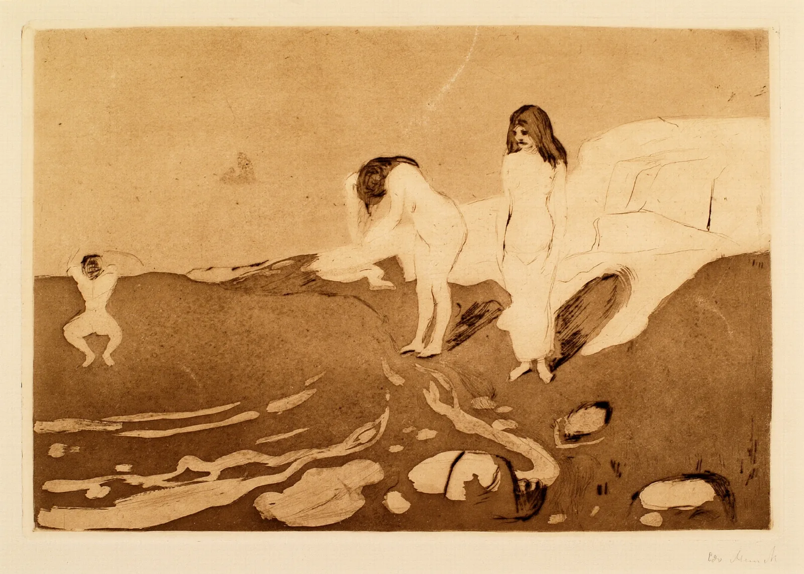 Women Bathing 4 Wall Art by Edvard Munch - Canvas Print