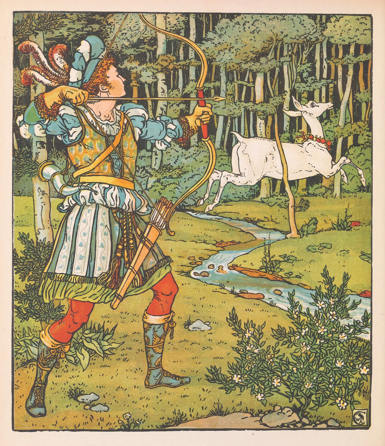 Beauty And The Beast Pl 16 Wall Art by Walter Crane - Canvas Print