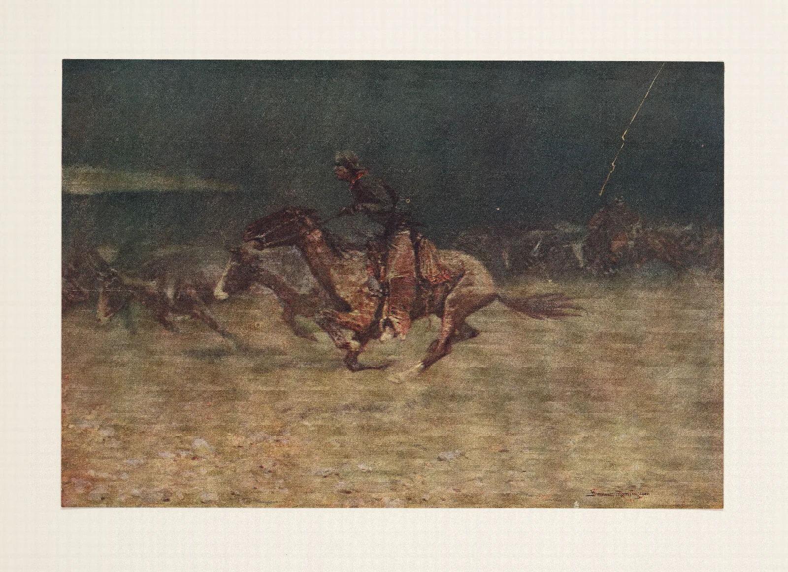 The Stampede By Lightning Wall Art by Frederic Remington - Canvas Print