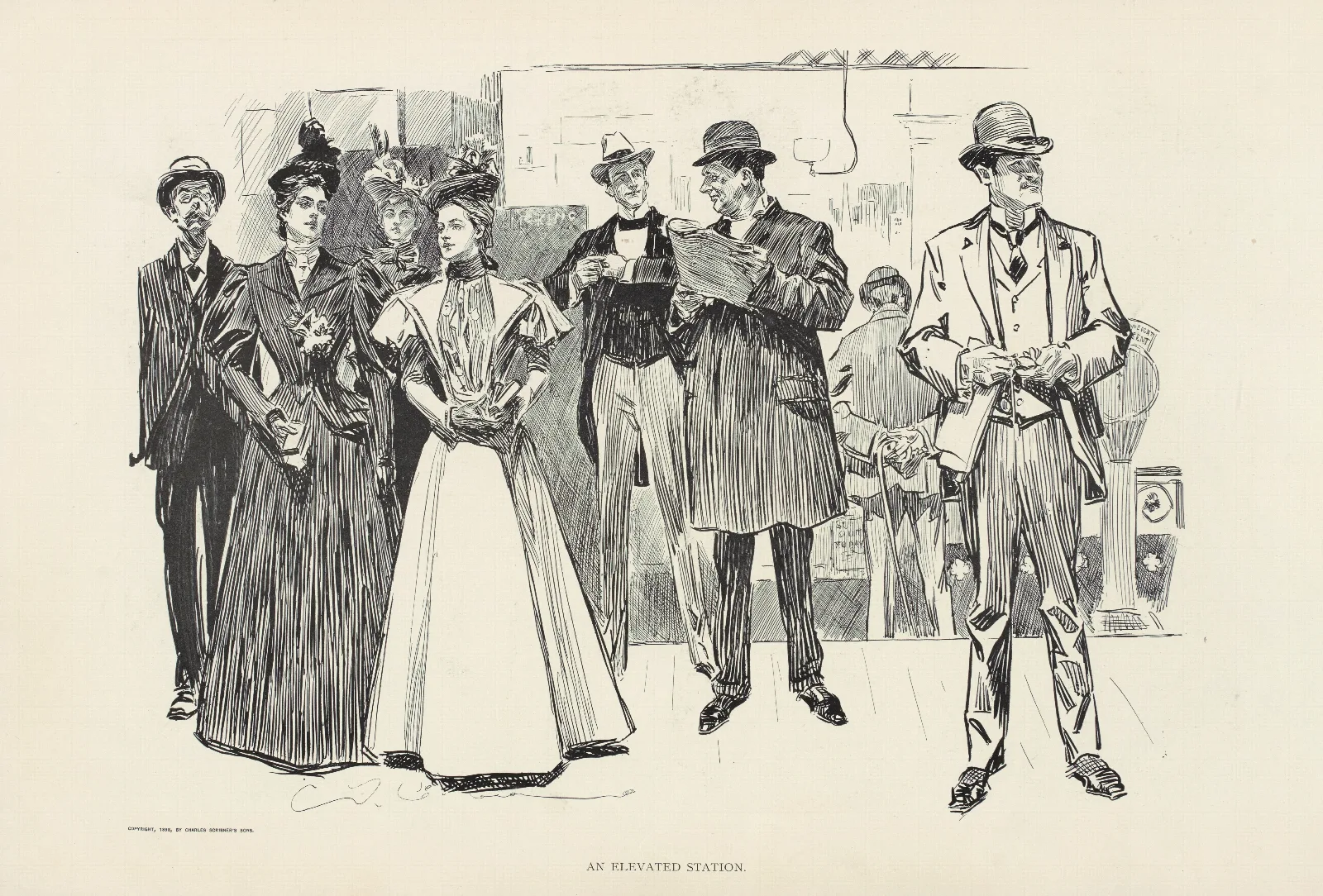 An Elevated Station Wall Art by Charles Dana Gibson - Canvas Print