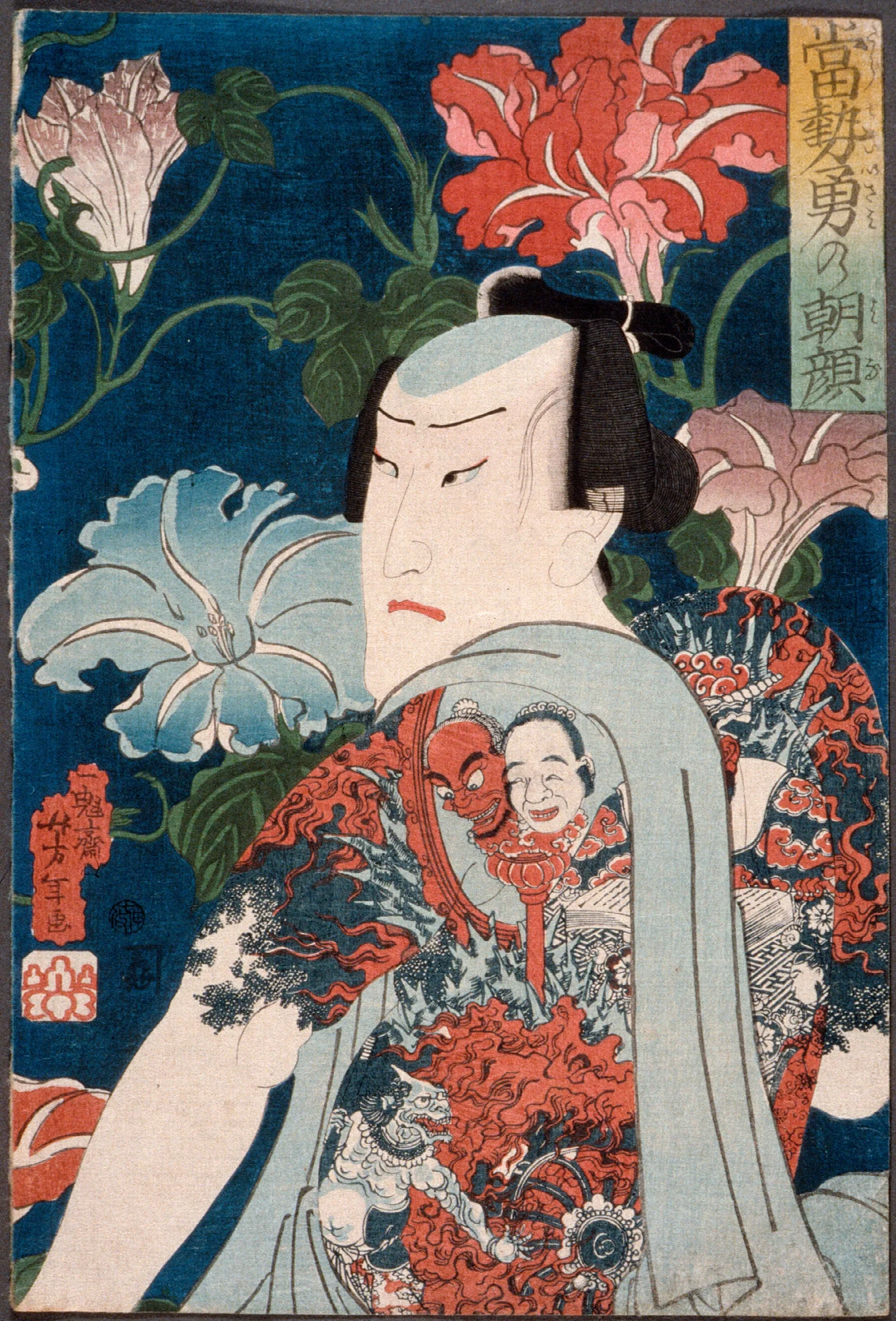 Modern Gallants With Morning Glories Wall Art by Tsukioka Yoshitoshi - Canvas Print
