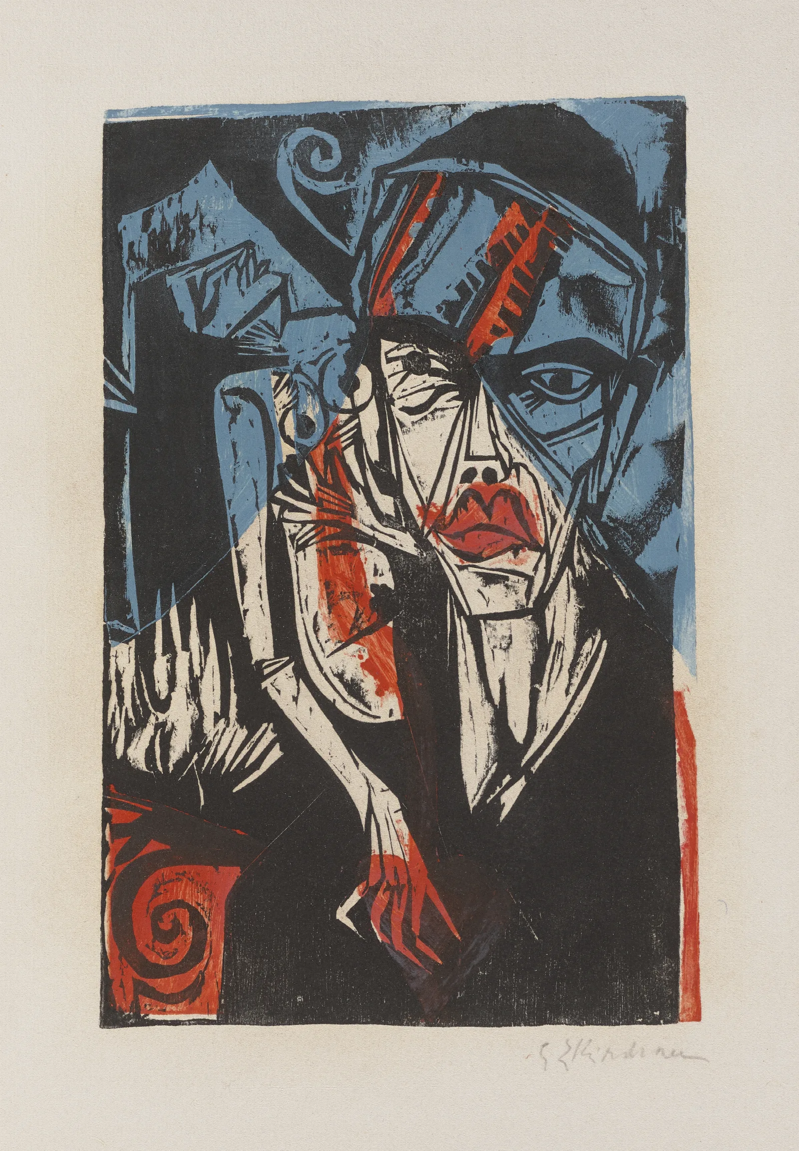 Fights Torments Of Love From The Woodcut Series Schlemihl Wall Art by Ernst Ludwig Kirchner - Canvas Print