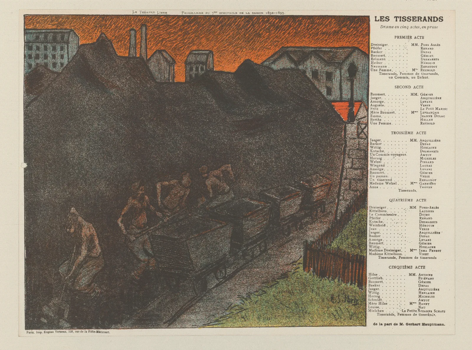 Le Theatre Libre Programme Du 7me Spectacle De La Saison 1892 1893 3 Wall Art by Henri-Gabriel Ibels - Canvas Print